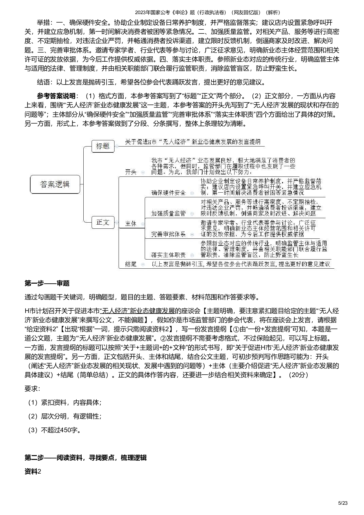 2023年国家公考《申论》题（行政执法卷）（答案解析）.pdf 第5页
