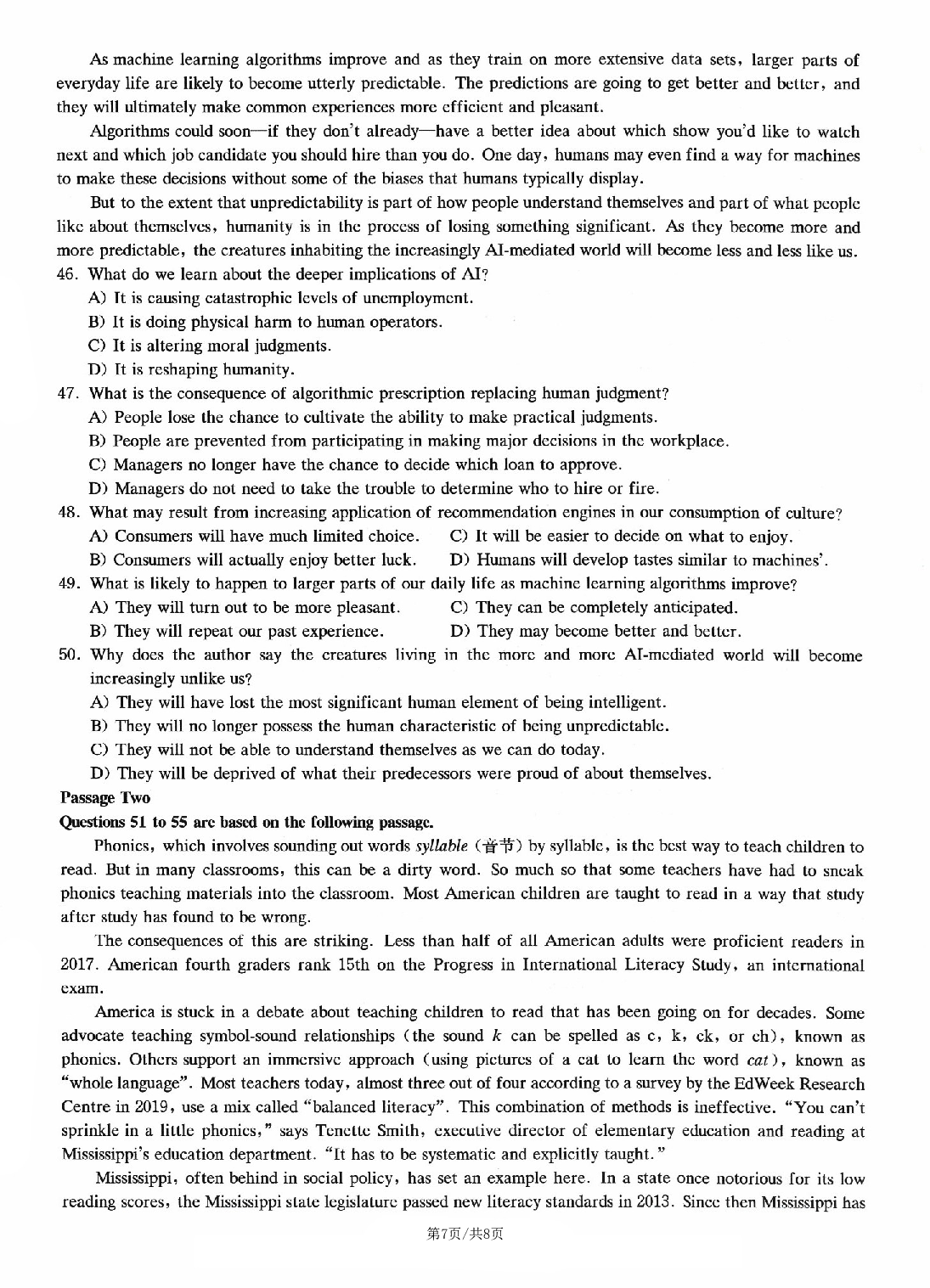 2023.06英语六级真题第1套.pdf 第7页