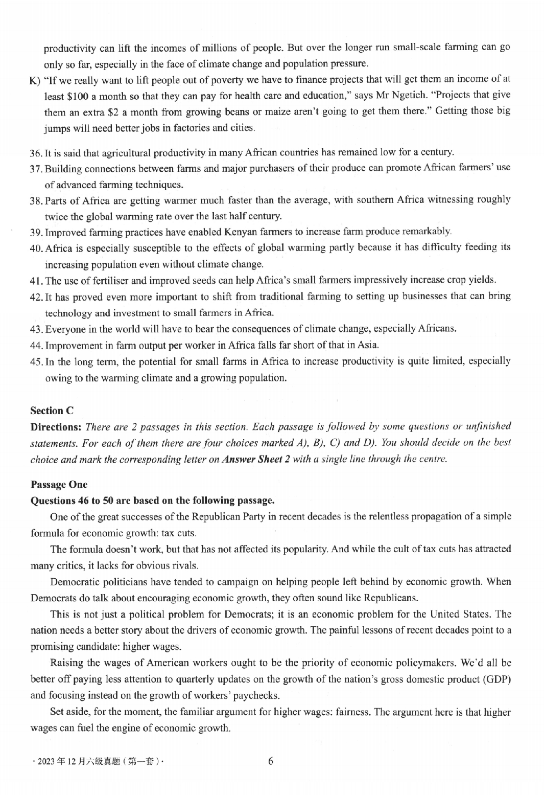 2023.12英语六级真题第1套.pdf 第6页