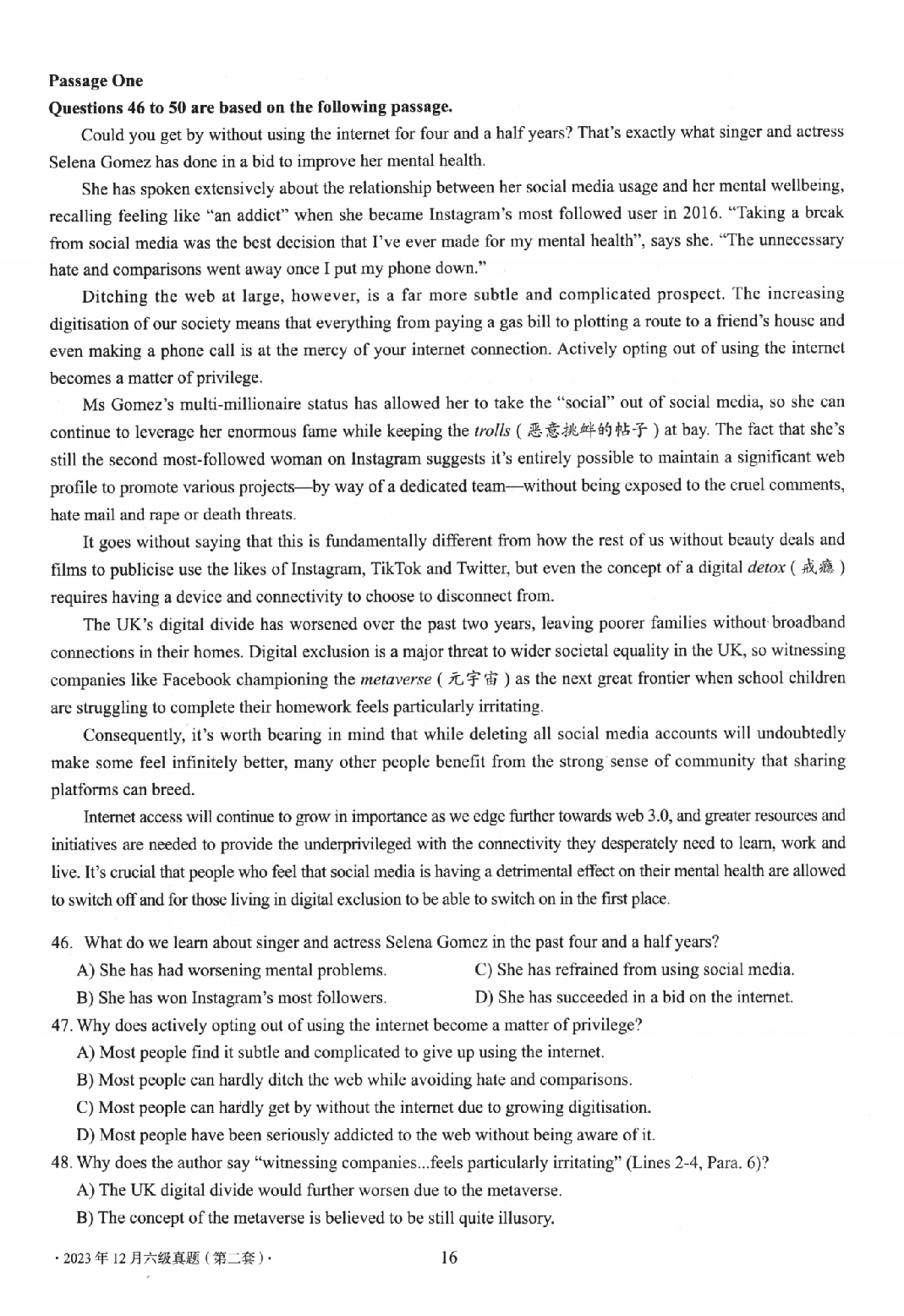 2023.12英语六级真题第2套.pdf 第7页