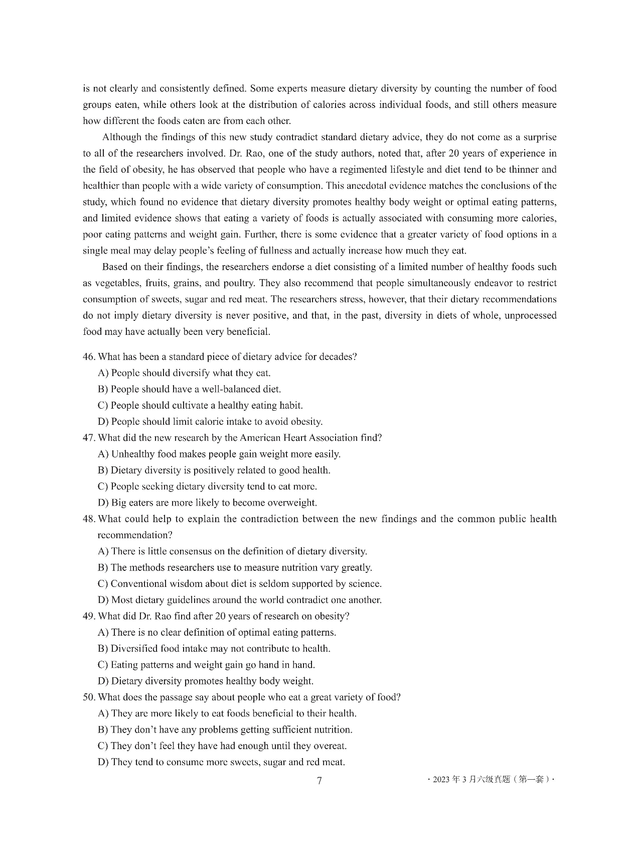 2023年03月英语六级真题全3套.pdf 第7页