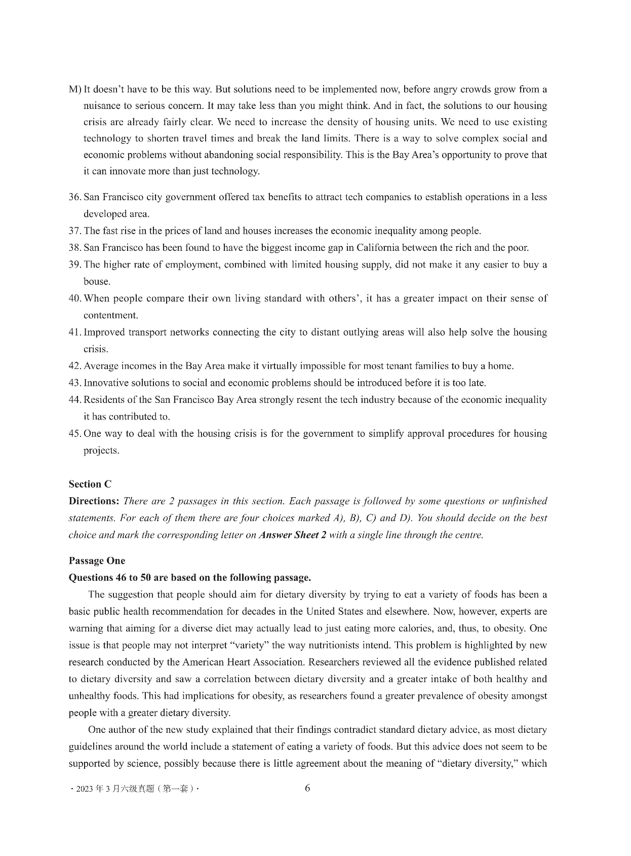 2023年03月英语六级真题全3套.pdf 第6页