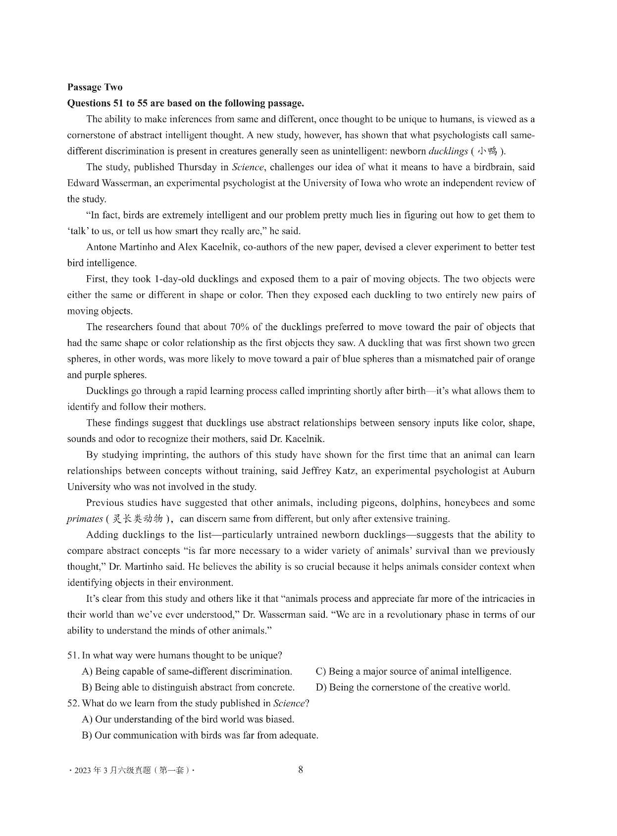 2023年03月英语六级真题全3套.pdf 第8页