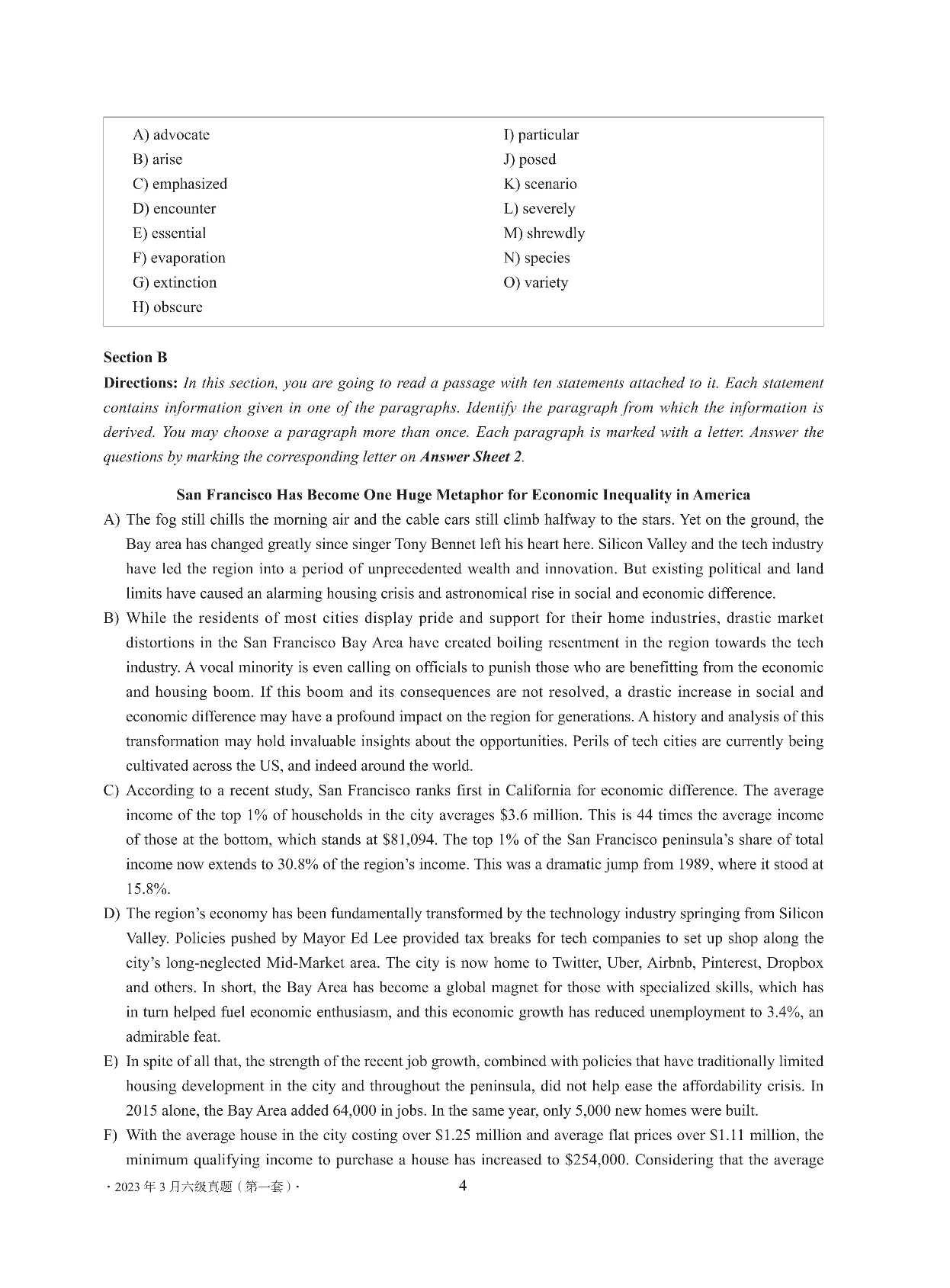 2023年03月英语六级真题全3套.pdf 第4页