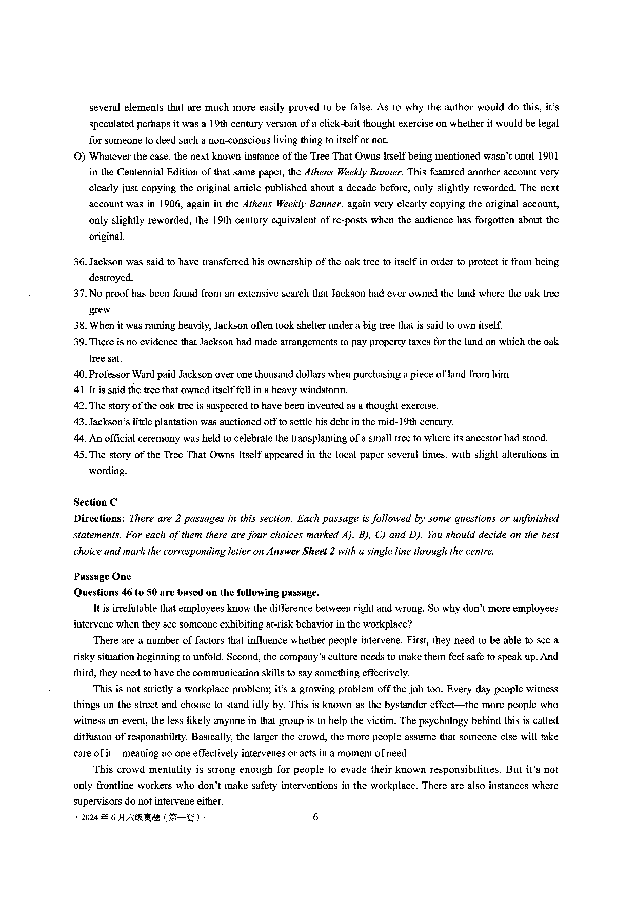 2024年6月英语六级第一套原题.pdf 第6页