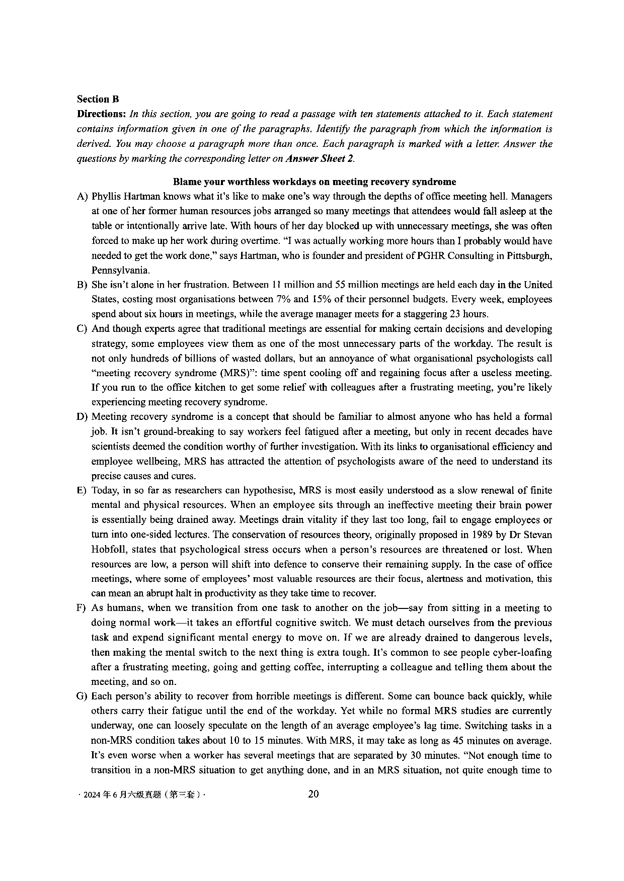 2024年6月英语六级第三套原题.pdf 第2页