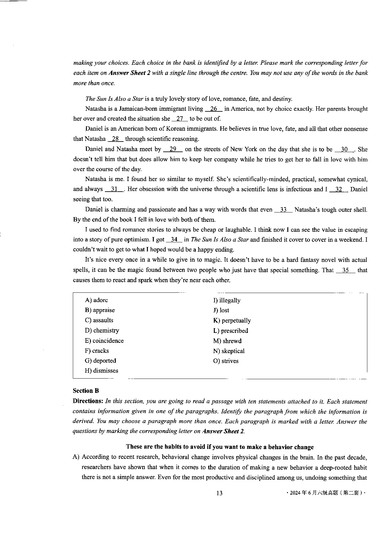 2024年6月英语六级第二套原题.pdf 第4页