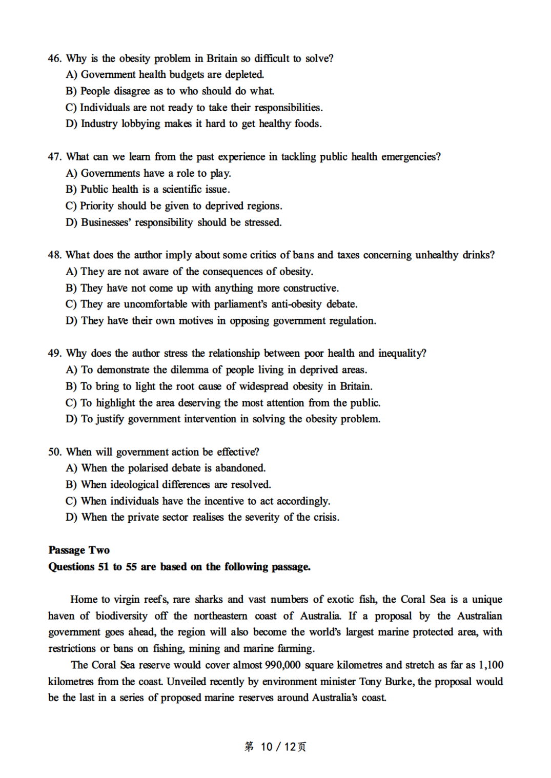 【真题】2020.09英语六级第1套.pdf 第10页