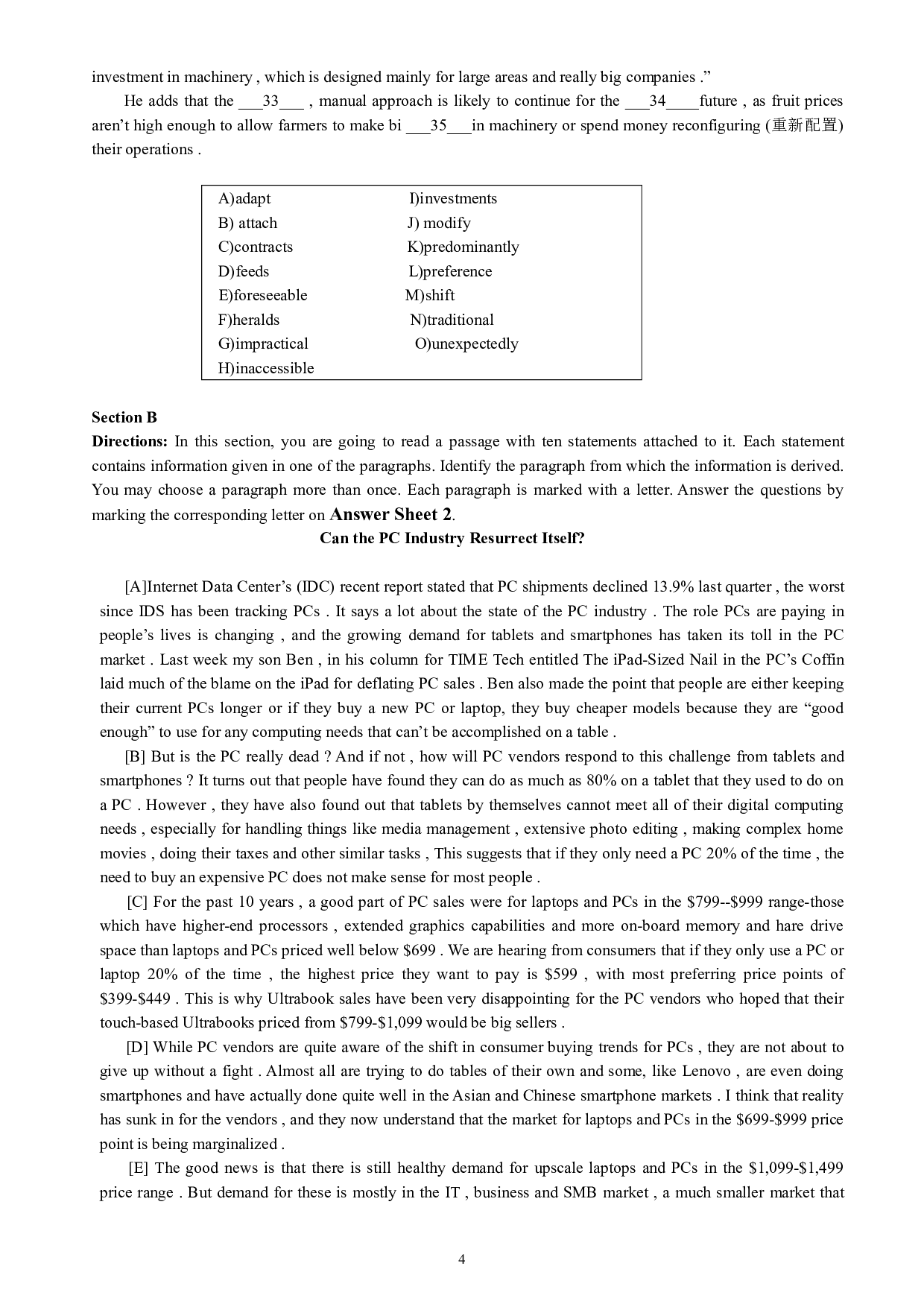 大学英语六级通关模拟卷第五套.pdf 第4页