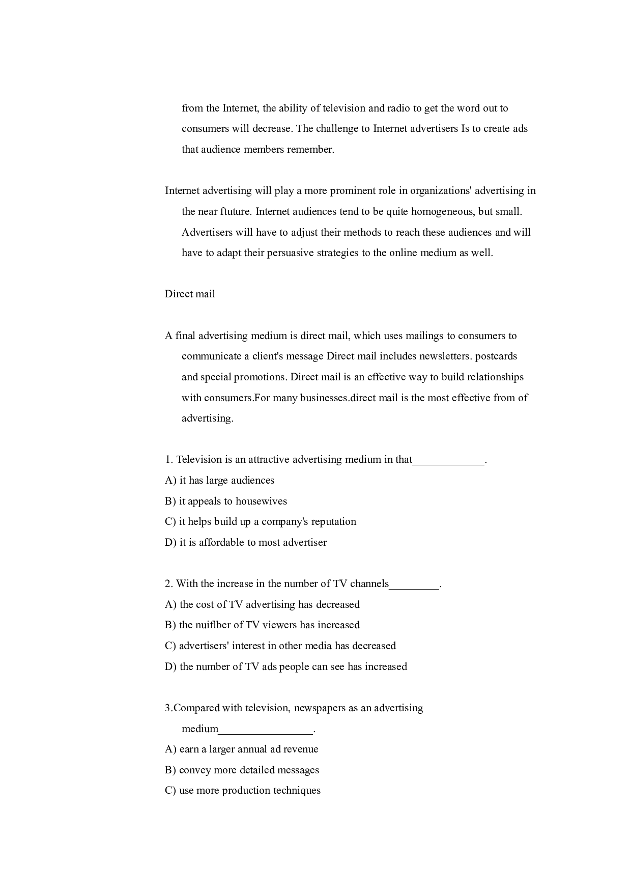 2008年6月英语四级考试真题（推荐打印）❤ .pdf 第5页