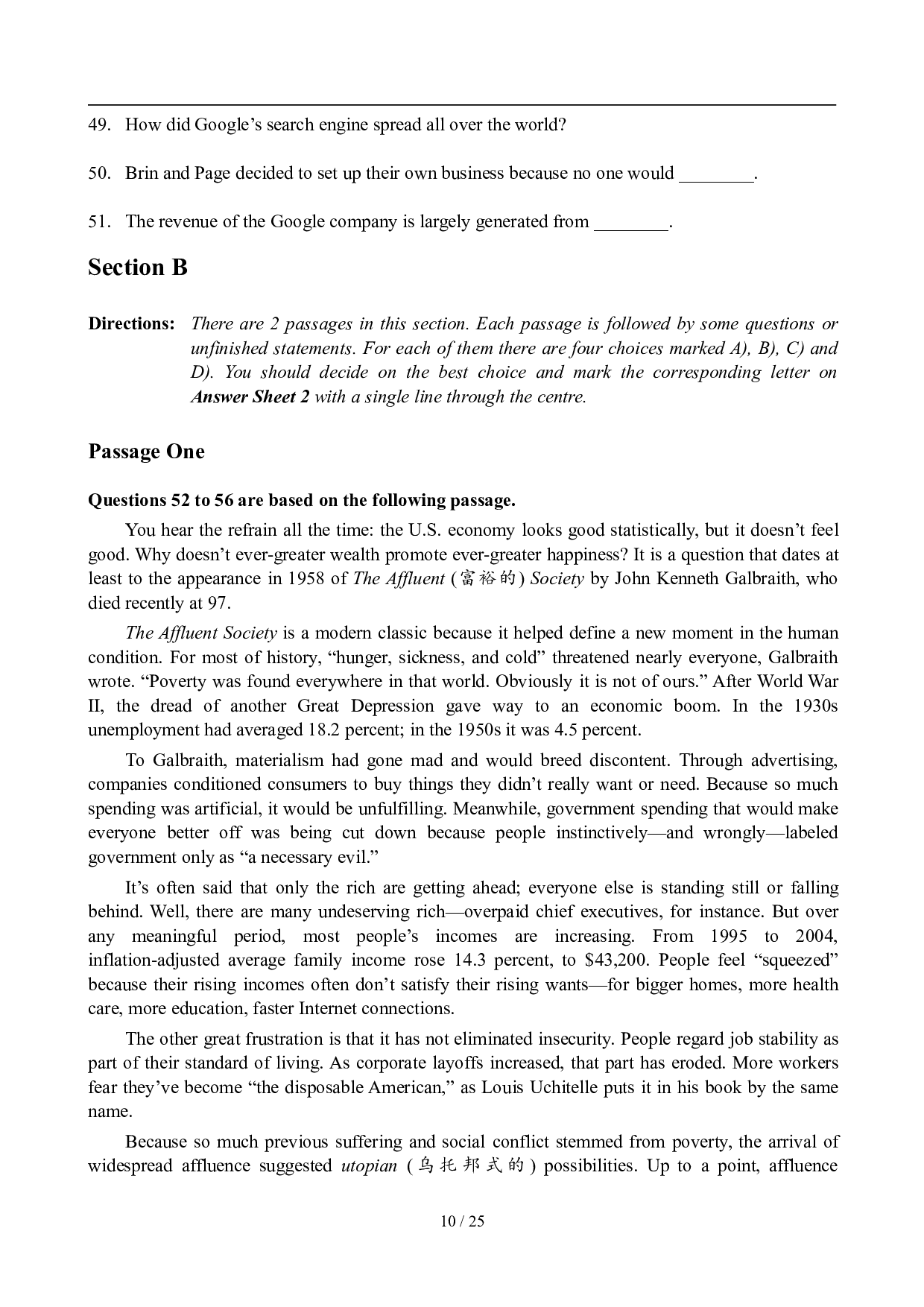 2007年6月英语六级真题及答案.pdf 第10页