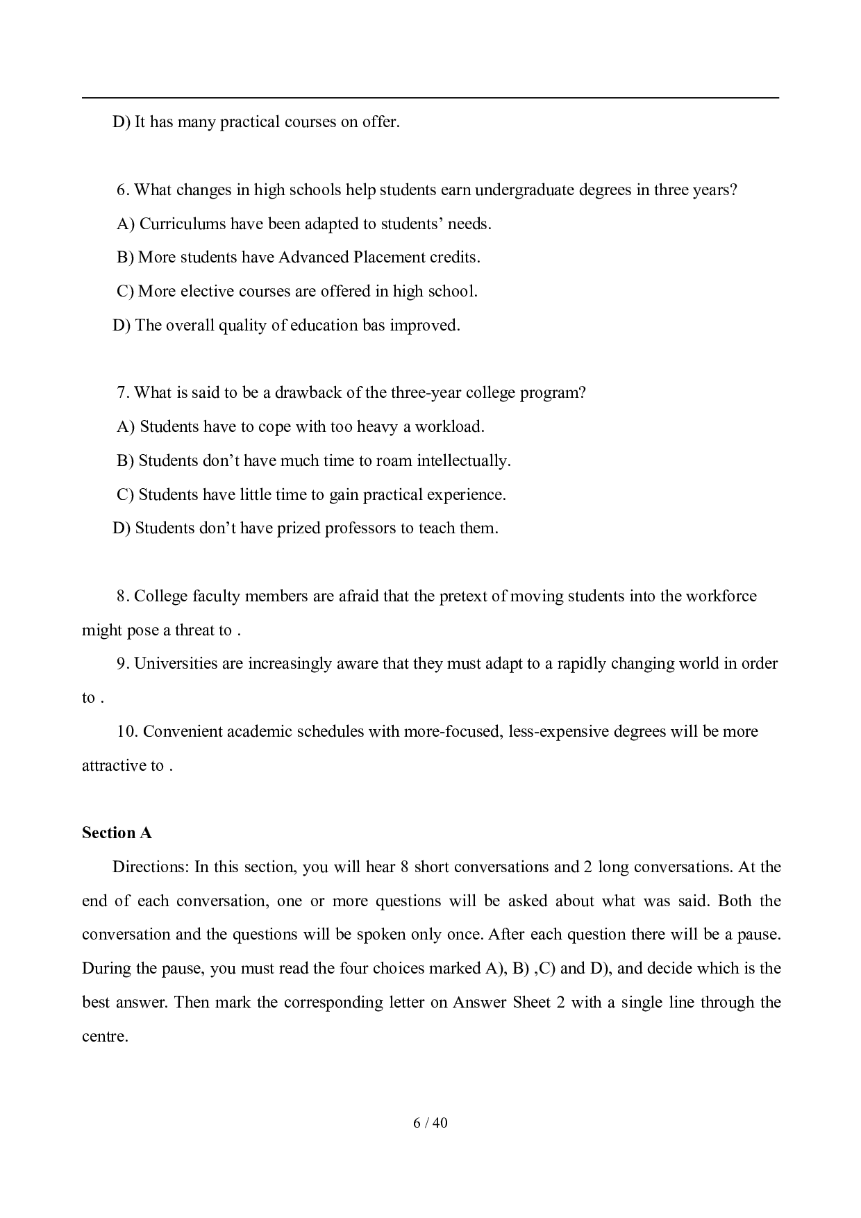 2012年6月英语六级真题及答案.pdf 第6页