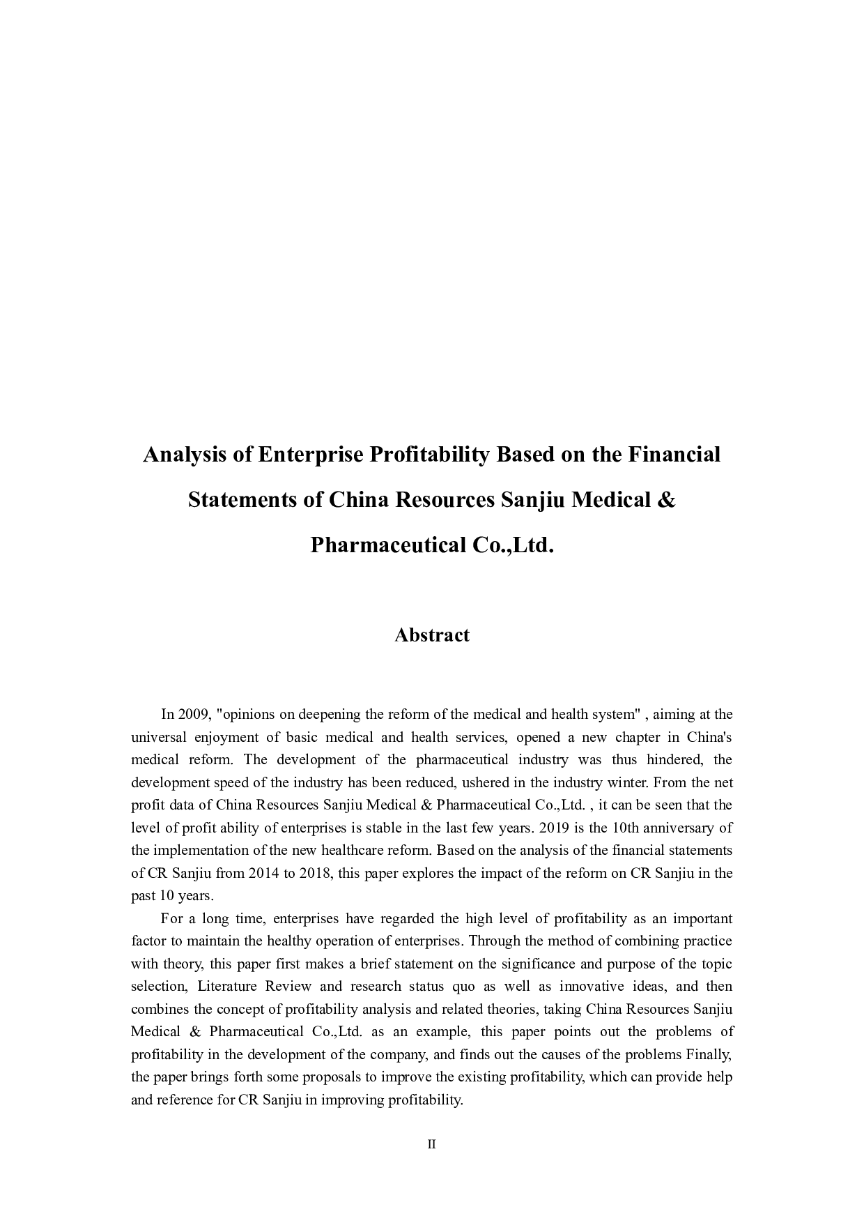 -基于华润三九医药股份有限公司财务报表的企业盈利能力分析-11348字.docx 第2页