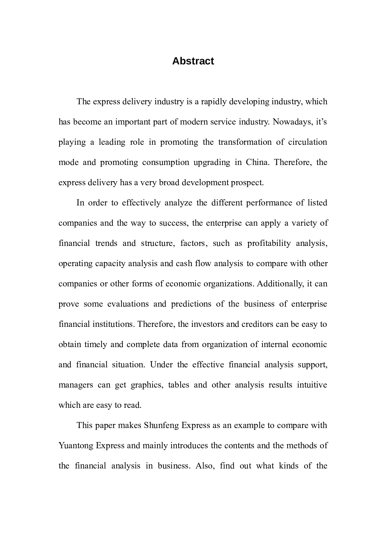Comparison of Shunfeng Express and Yuantong Express-10875字.docx 第1页
