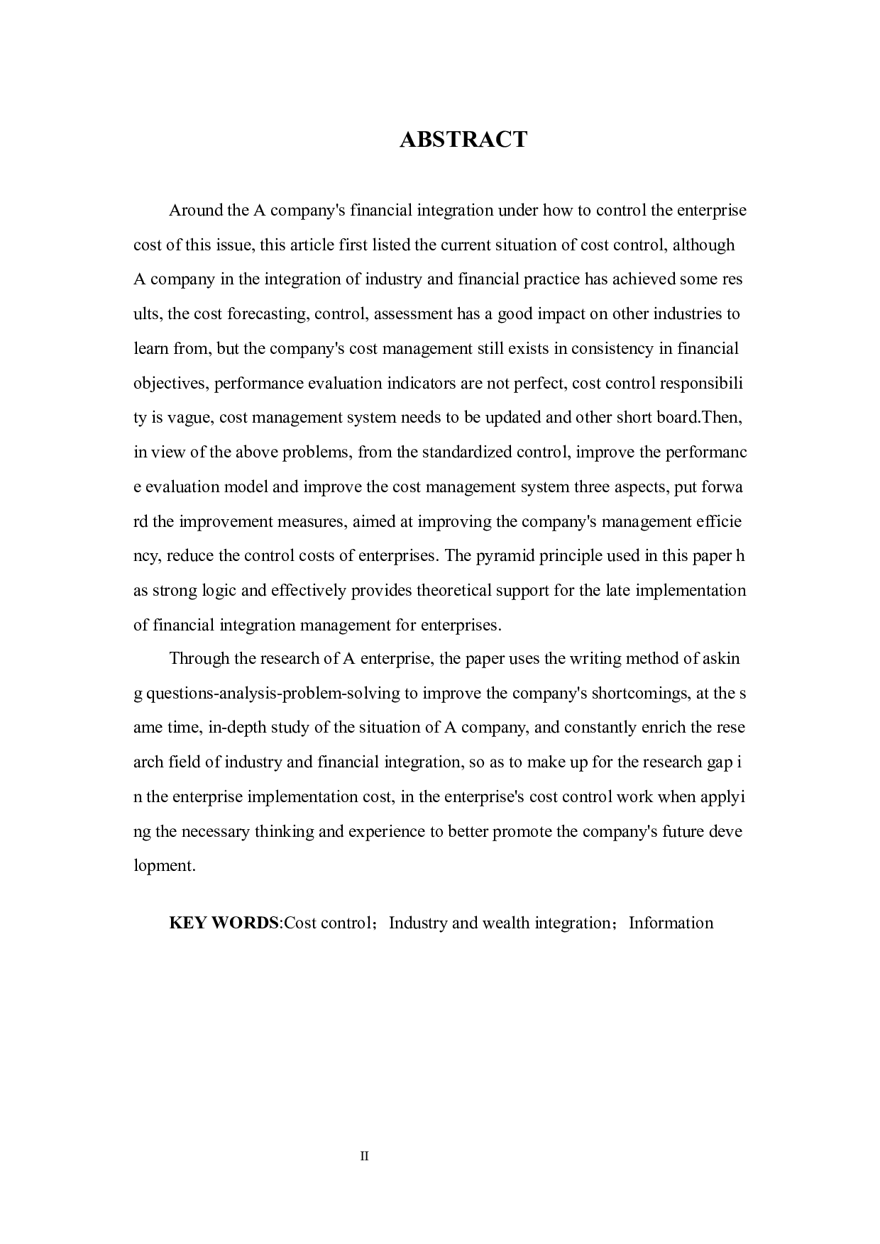 业财融合背景下A通信公司成本管控问题研究-13637字.docx 第2页