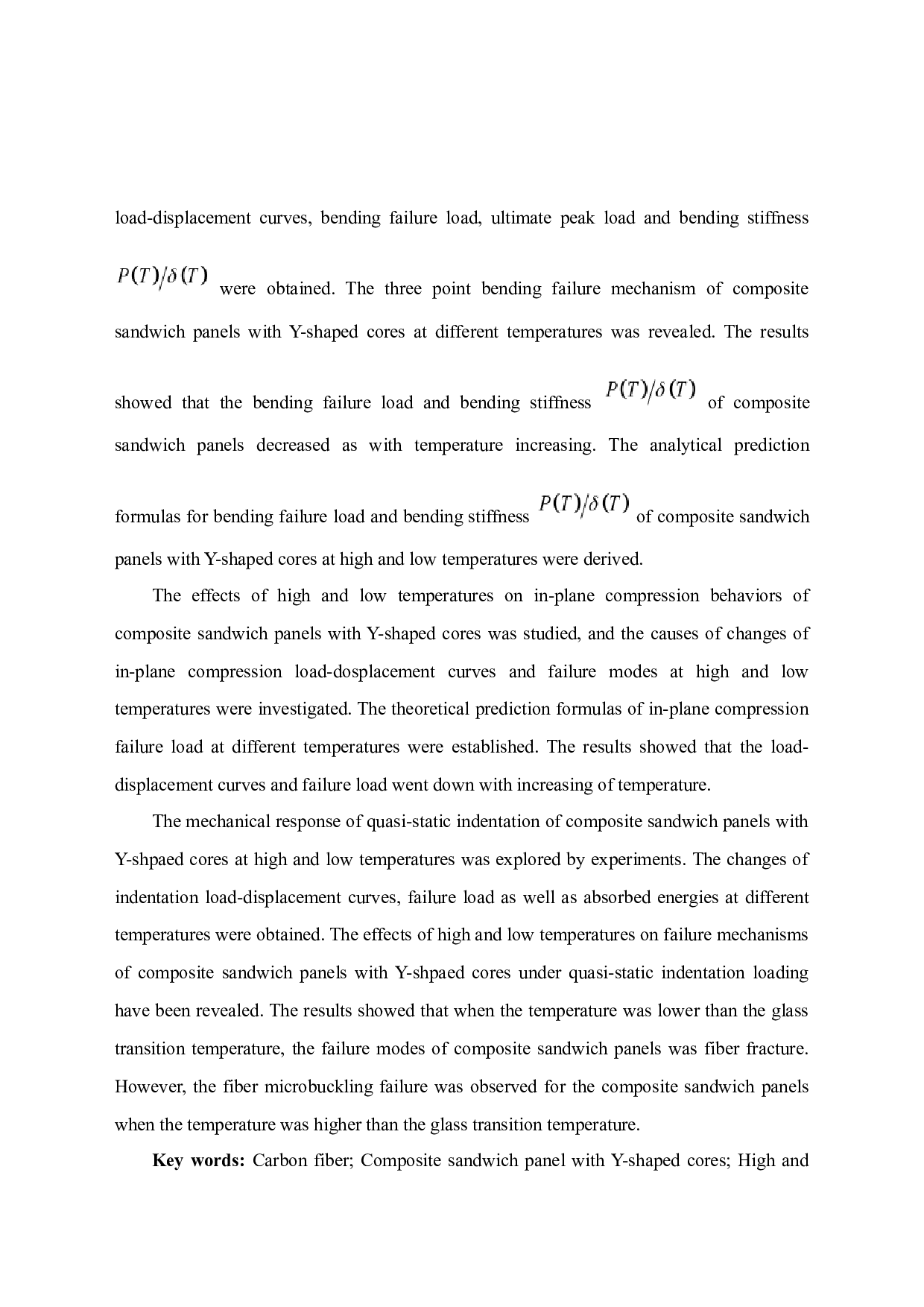 高低温环境对复合材料Y型夹芯结构力学行为和失效机理的影响研究-45259字.docx 第4页