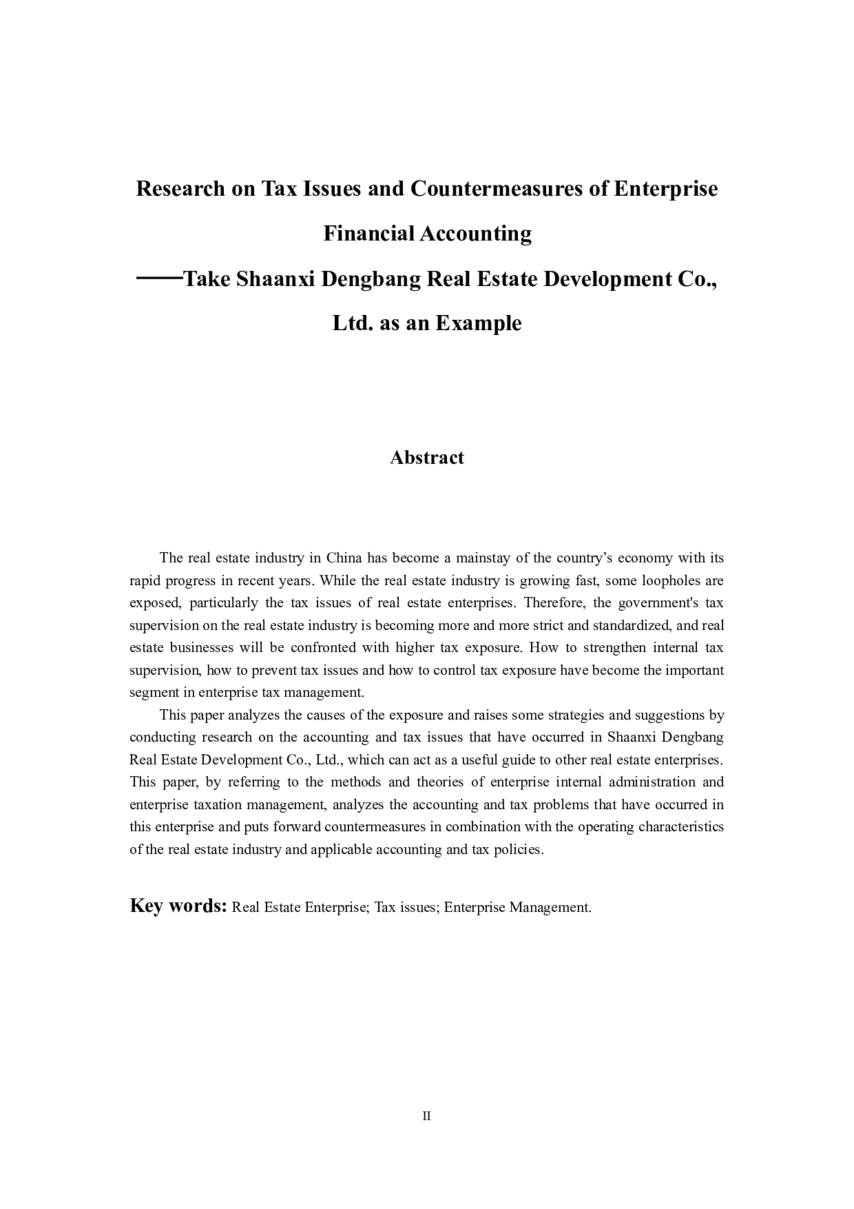 企业财会税收问题及对策研究&mdash;&mdash;以陕西邓邦房地产开发有限公司为例-13360字.docx 第2页