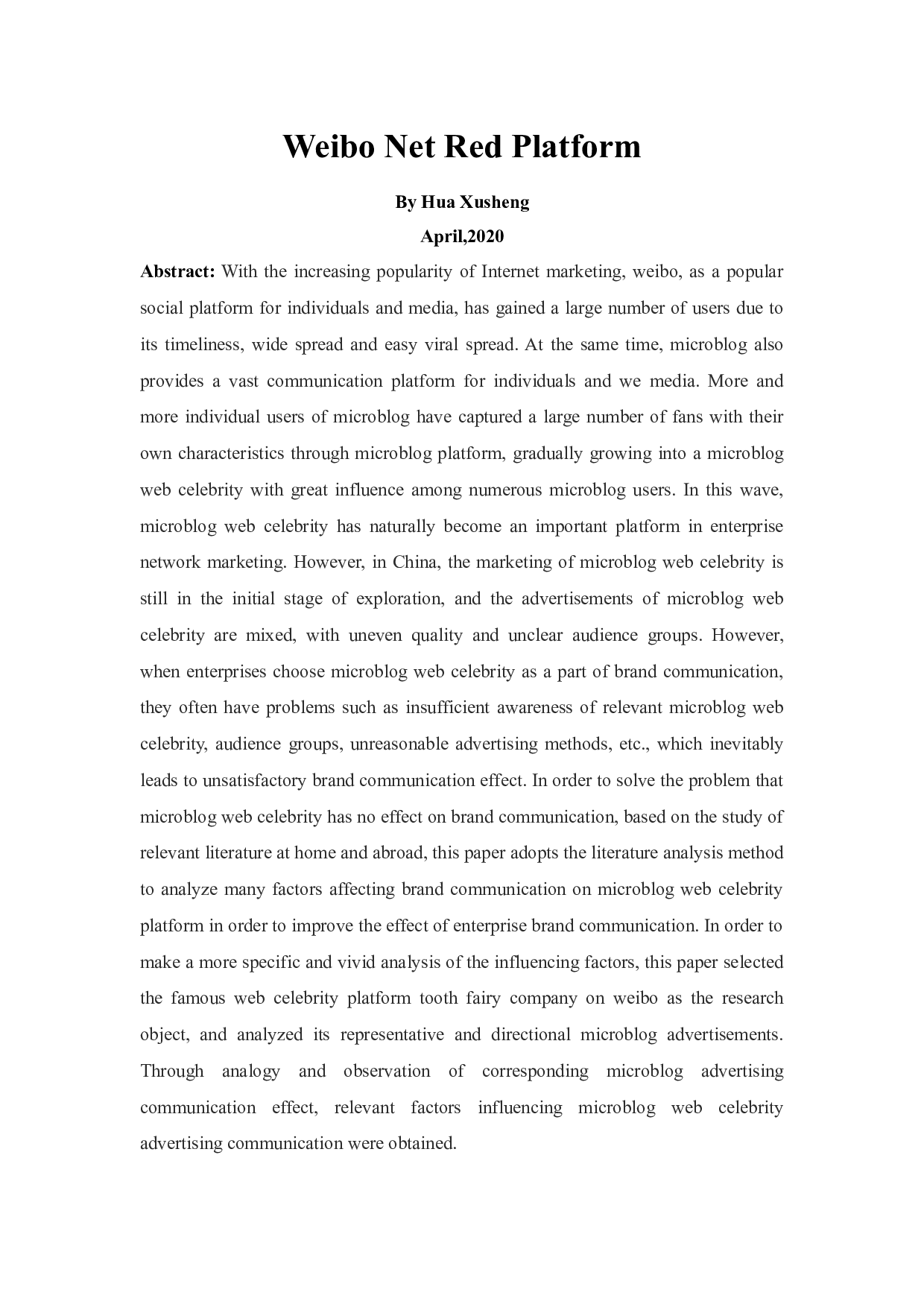 基于微博网红平台的牙仙公司品牌传播策略研究-8540字.docx 第3页