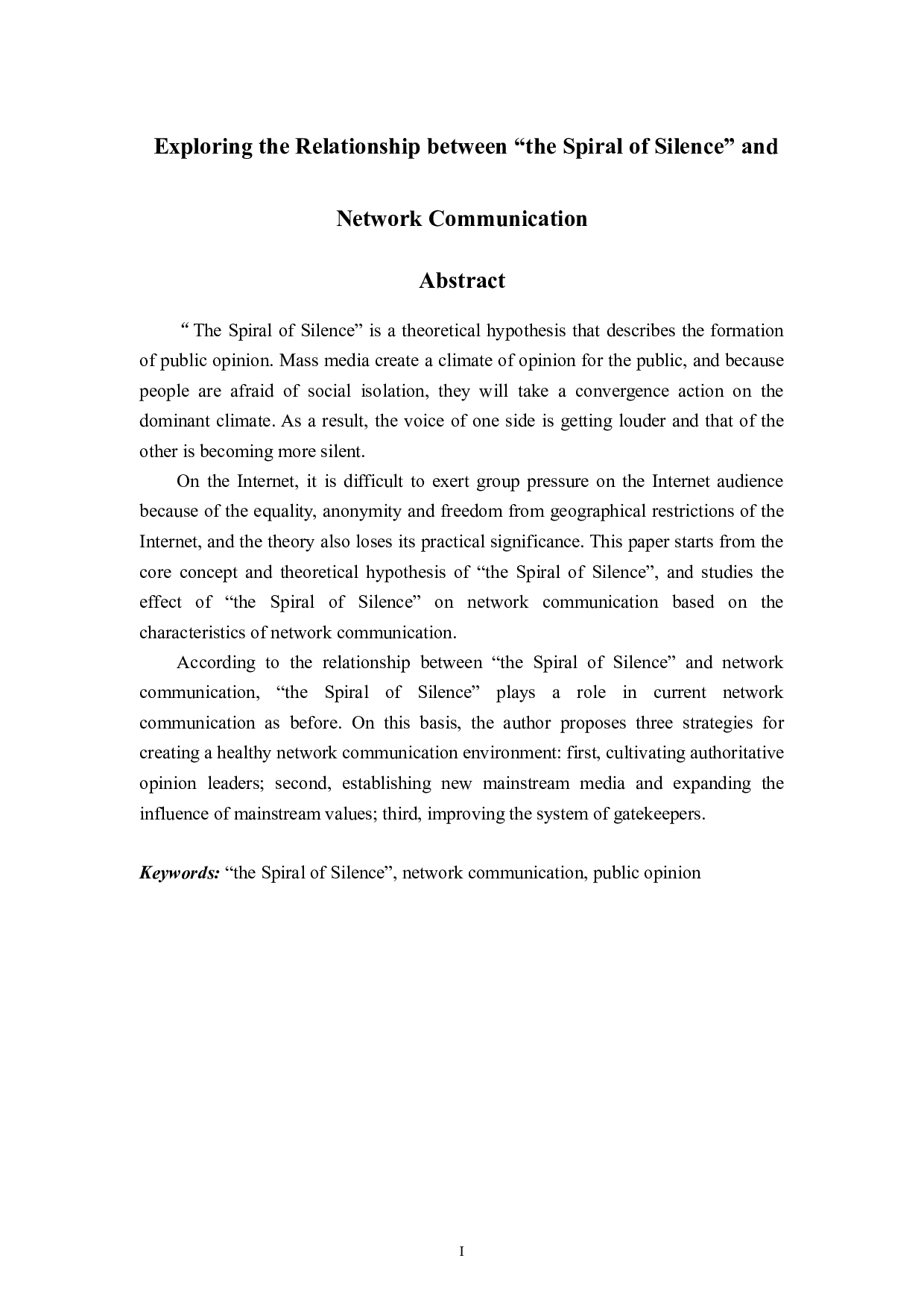 探究&ldquo;沉默的螺旋&rdquo;理论与网络传播的关系-7359字.docx 第1页