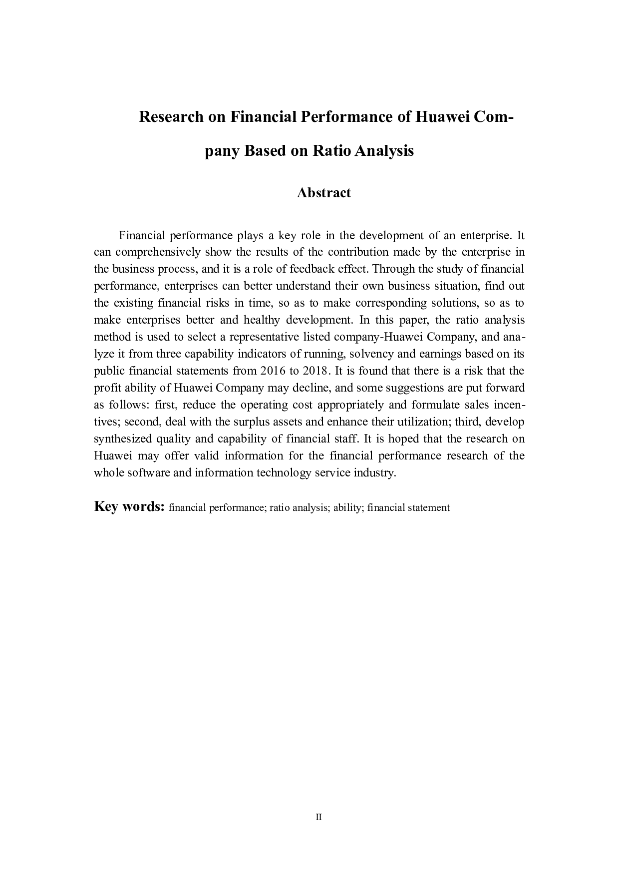 基于比率分析法的华为公司财务绩效研究-10402字.docx 第2页