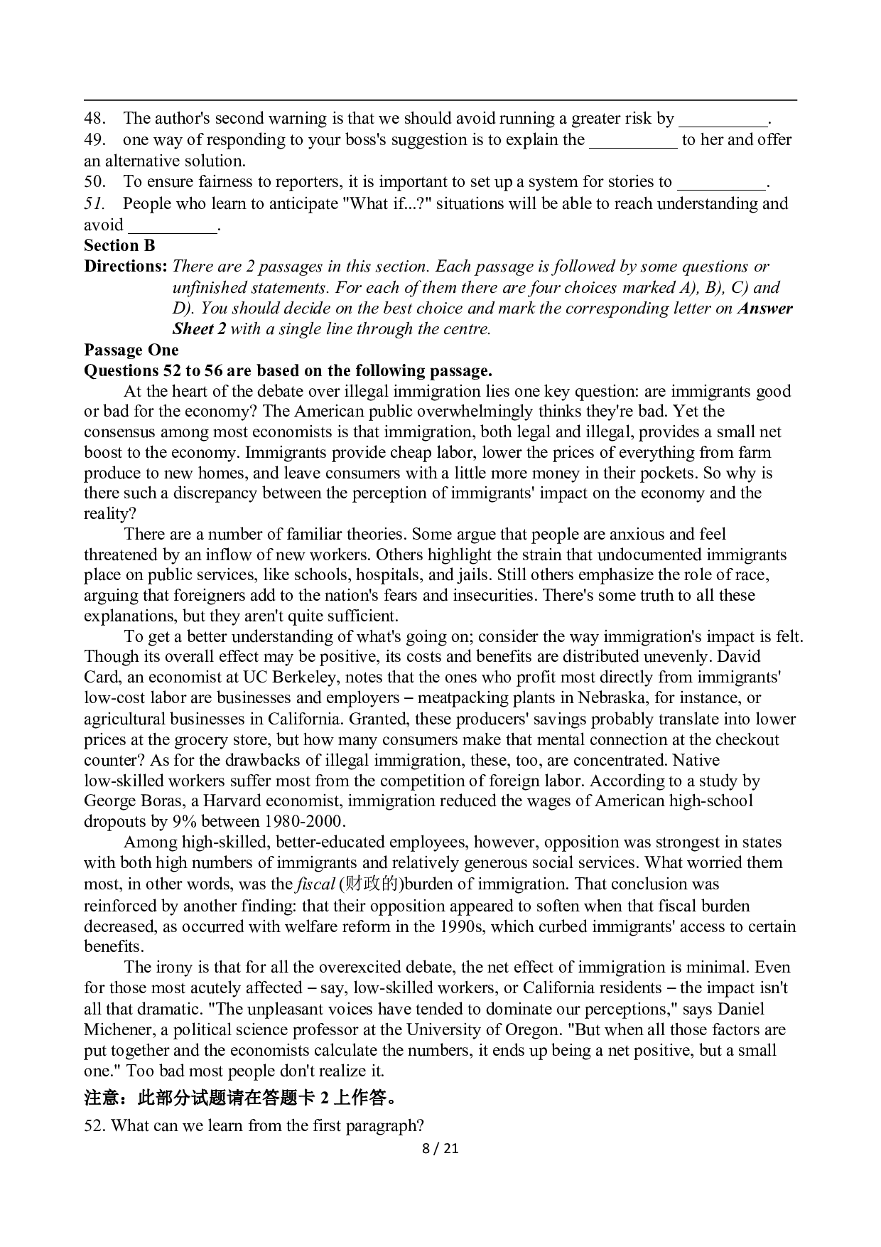 2011年6月英语六级真题及答案.pdf 第8页