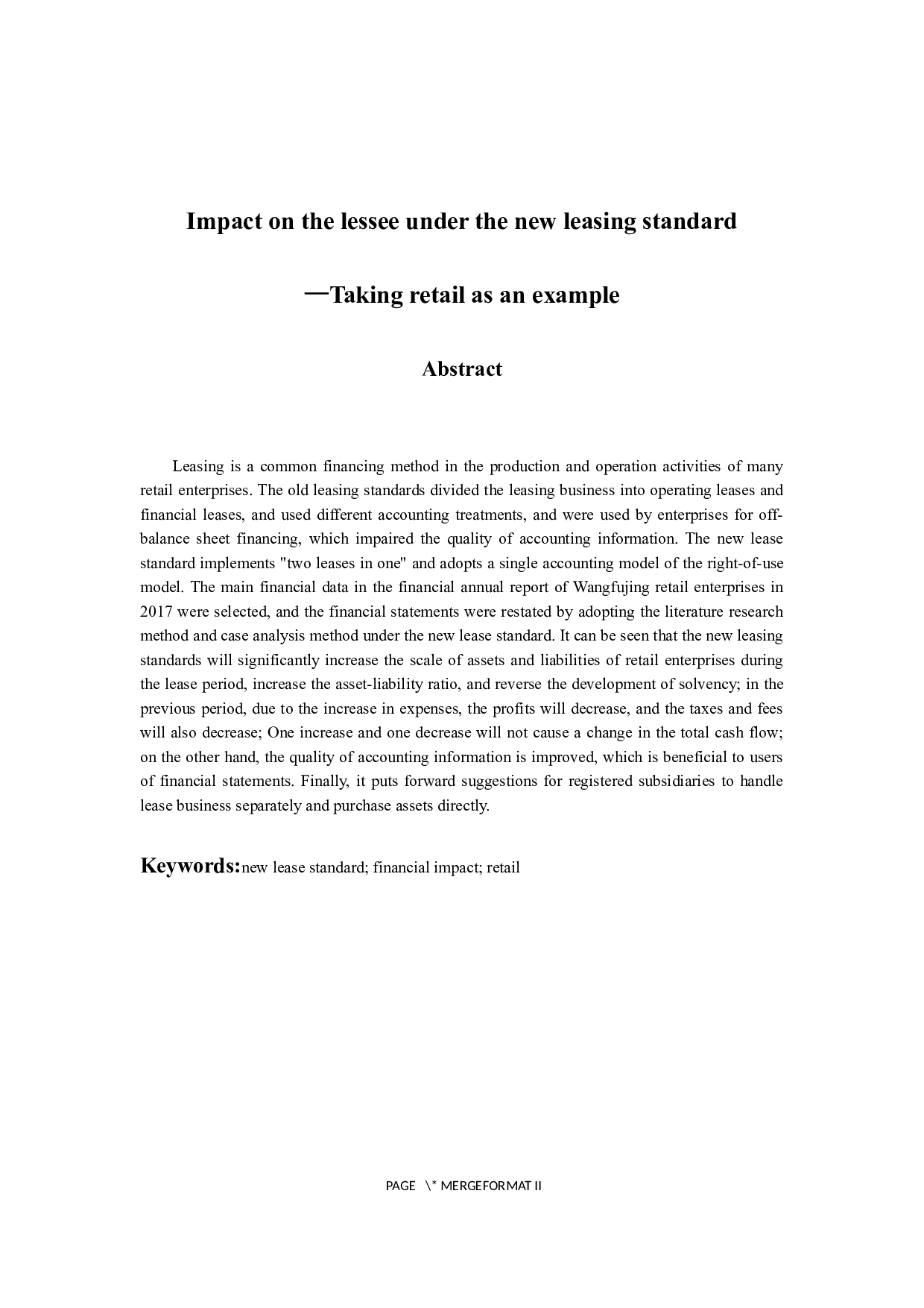 《新租赁准则对承租方的影响&mdash;&mdash;以零售业为例》-10268字.docx 第2页