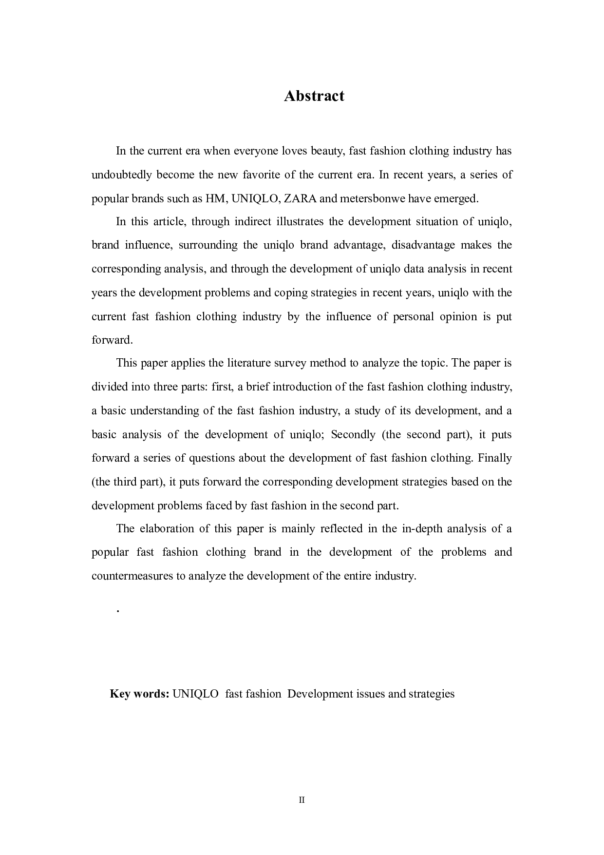 浅谈快时尚服装行业发展问题及应对策略&mdash;&mdash;以优衣库为例-12570字.docx 第2页