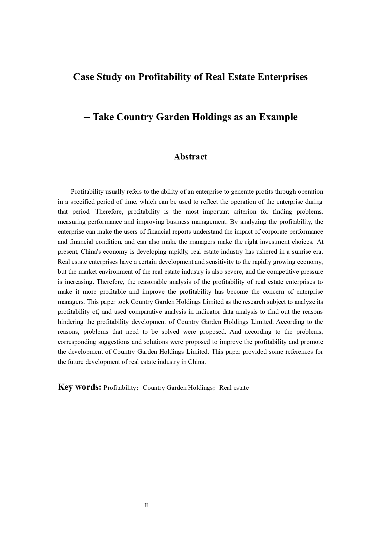 房地产企业盈利能力案例分析&mdash;以碧桂园控股有限公司为例-12266字.docx 第2页