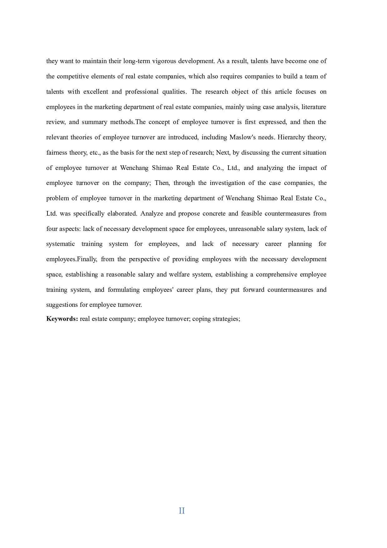 房地产企业营销部门员工流失问题及解决对策研究&mdash;&mdash;以文昌世茂置业有限公司为例.docx-10129字.docx 第5页