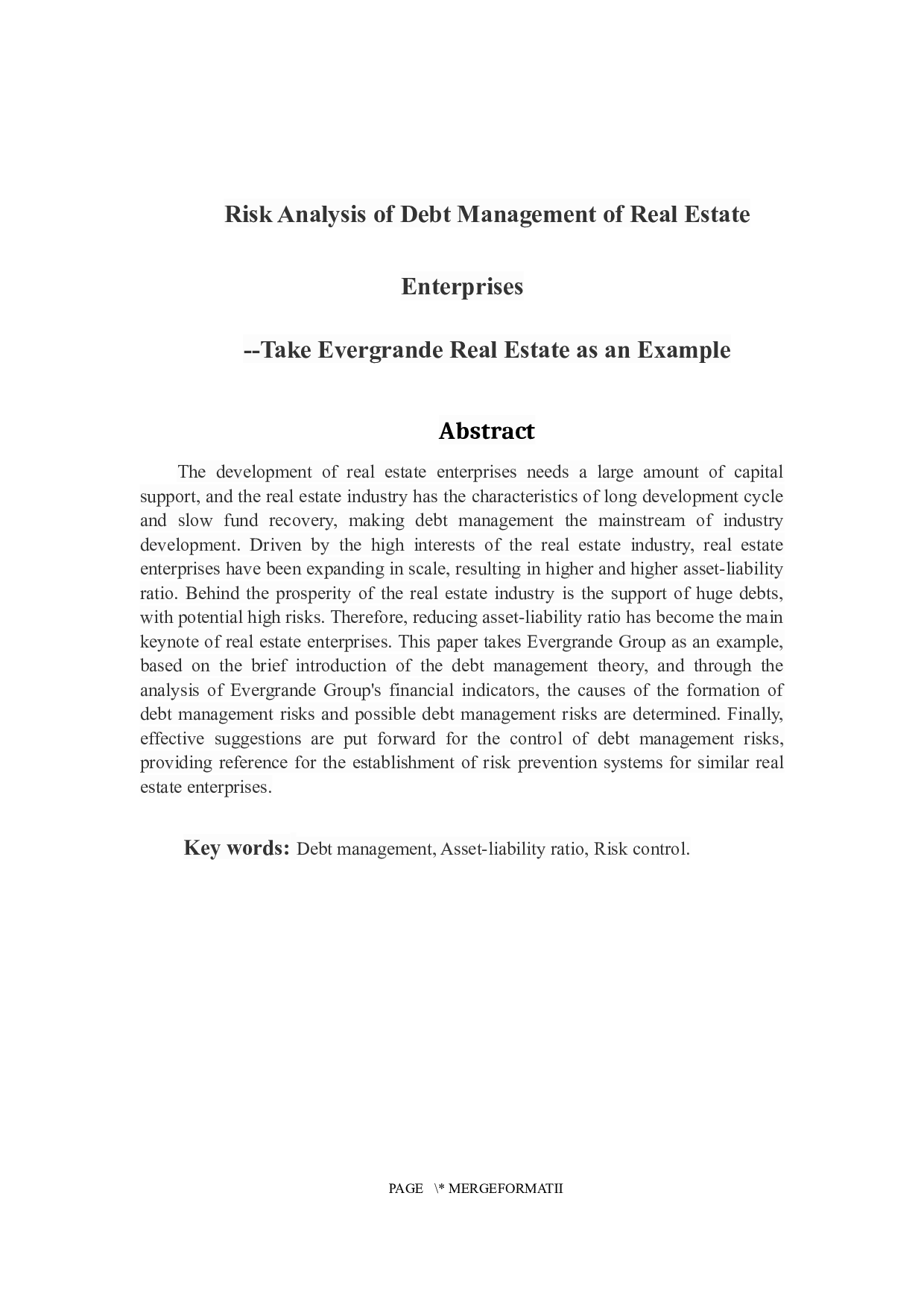 房地产企业负债经营风险分析-14882字.docx 第2页