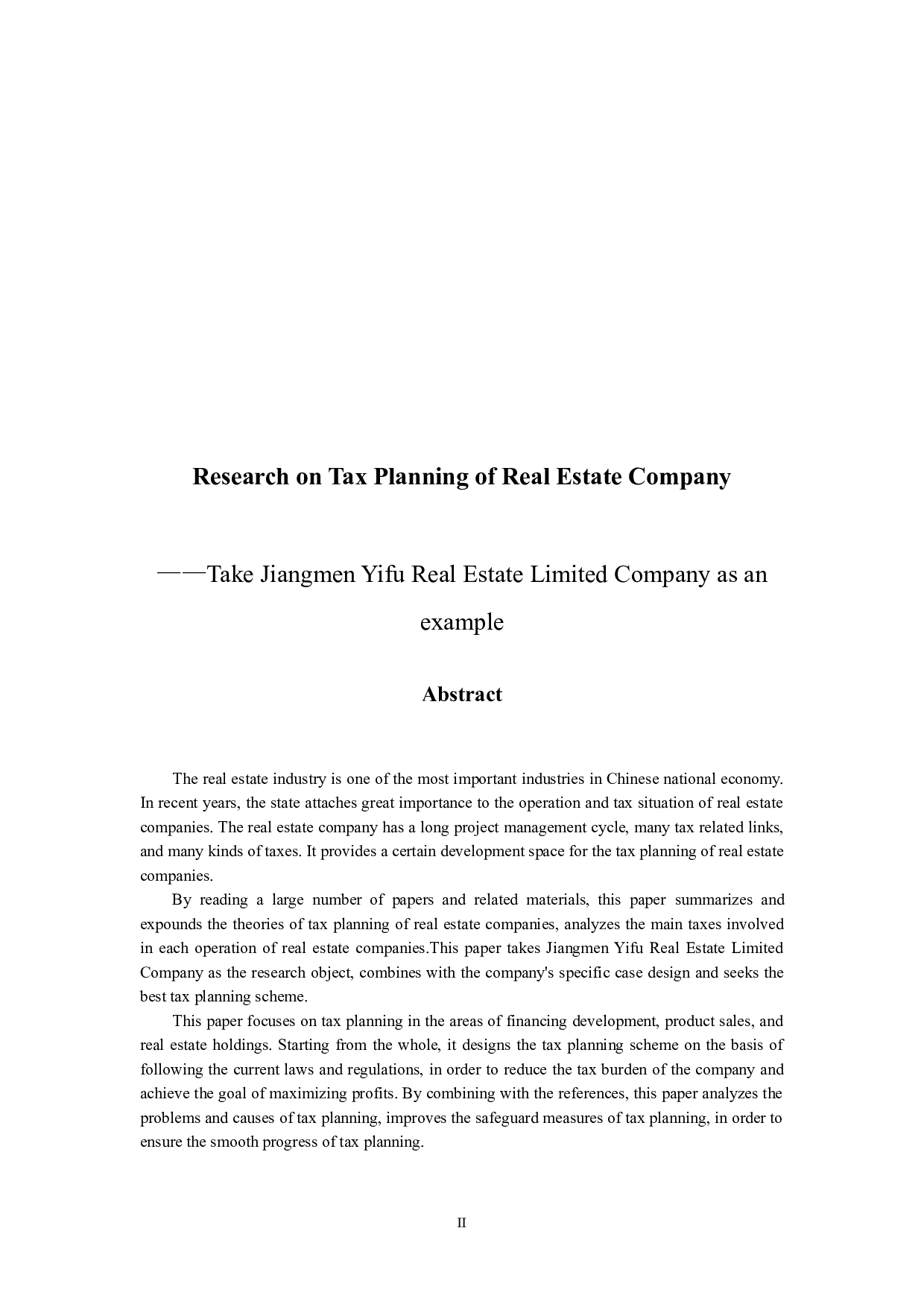 房地产公司的税收筹划问题研究-12143字.docx 第2页