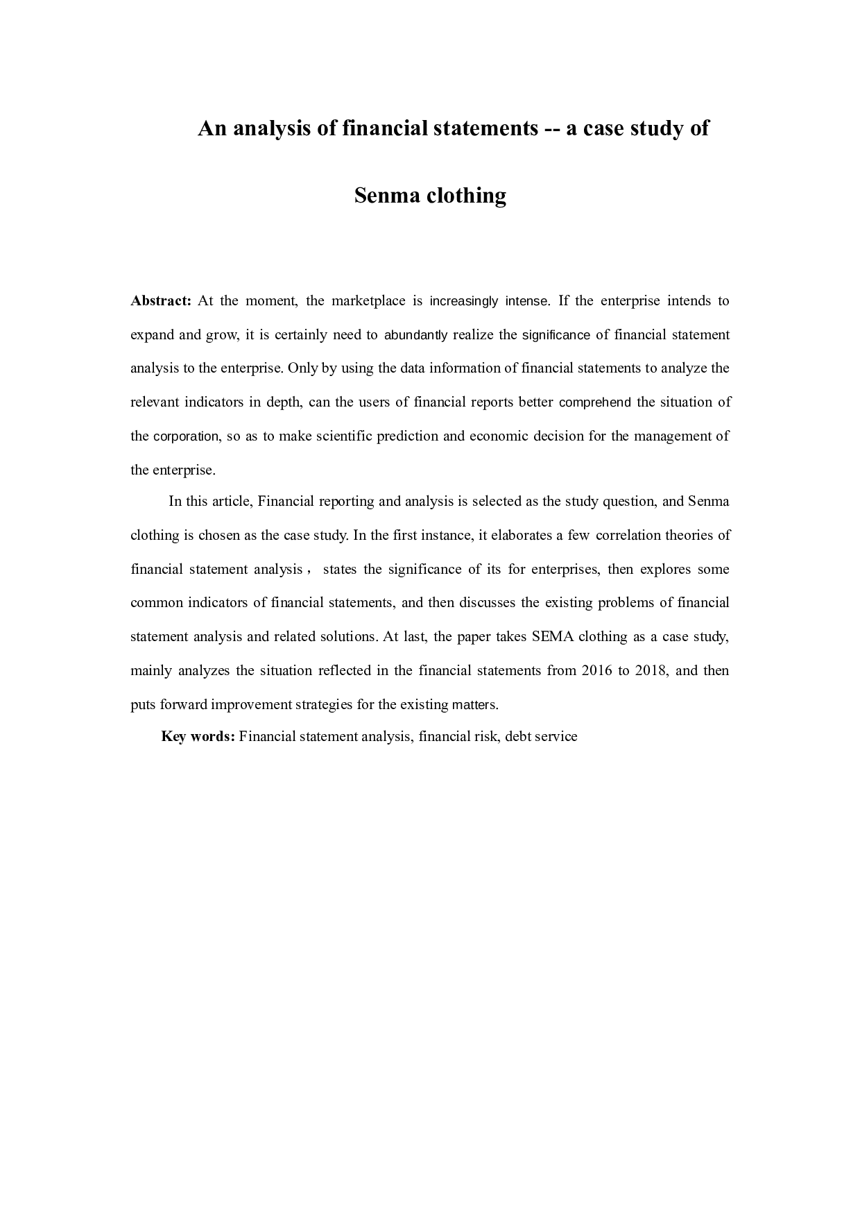 财务报表分析--以森马服饰公司为例-10332字.docx 第1页