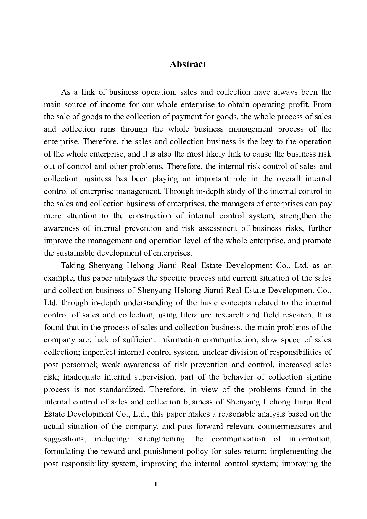 沈阳和泓嘉瑞房地产公司销售与收款业务内部控制存在的问题及对策-11272字.docx 第3页