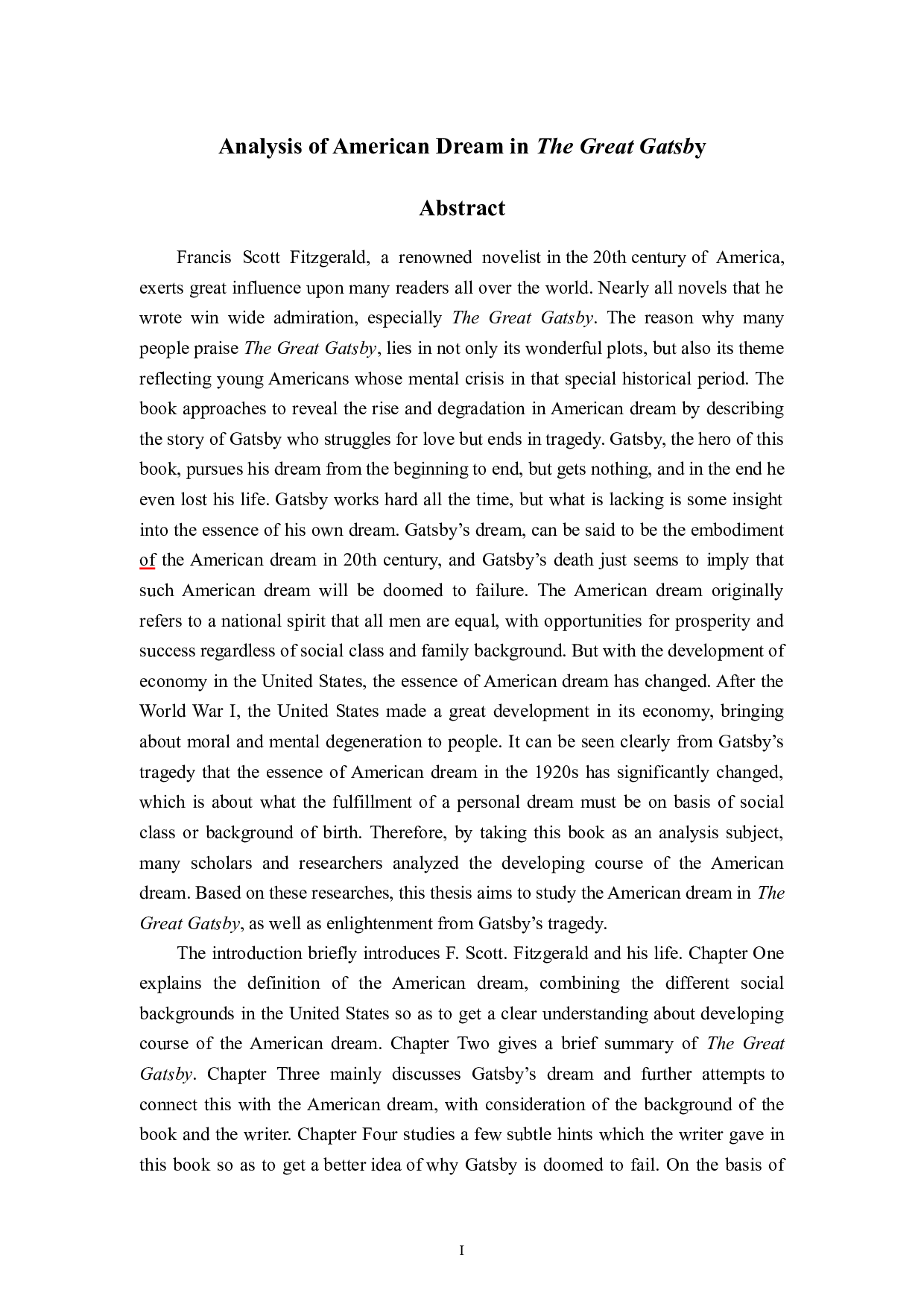 Analysis of American Dream in The Great Gatsby -8009字.docx 第1页