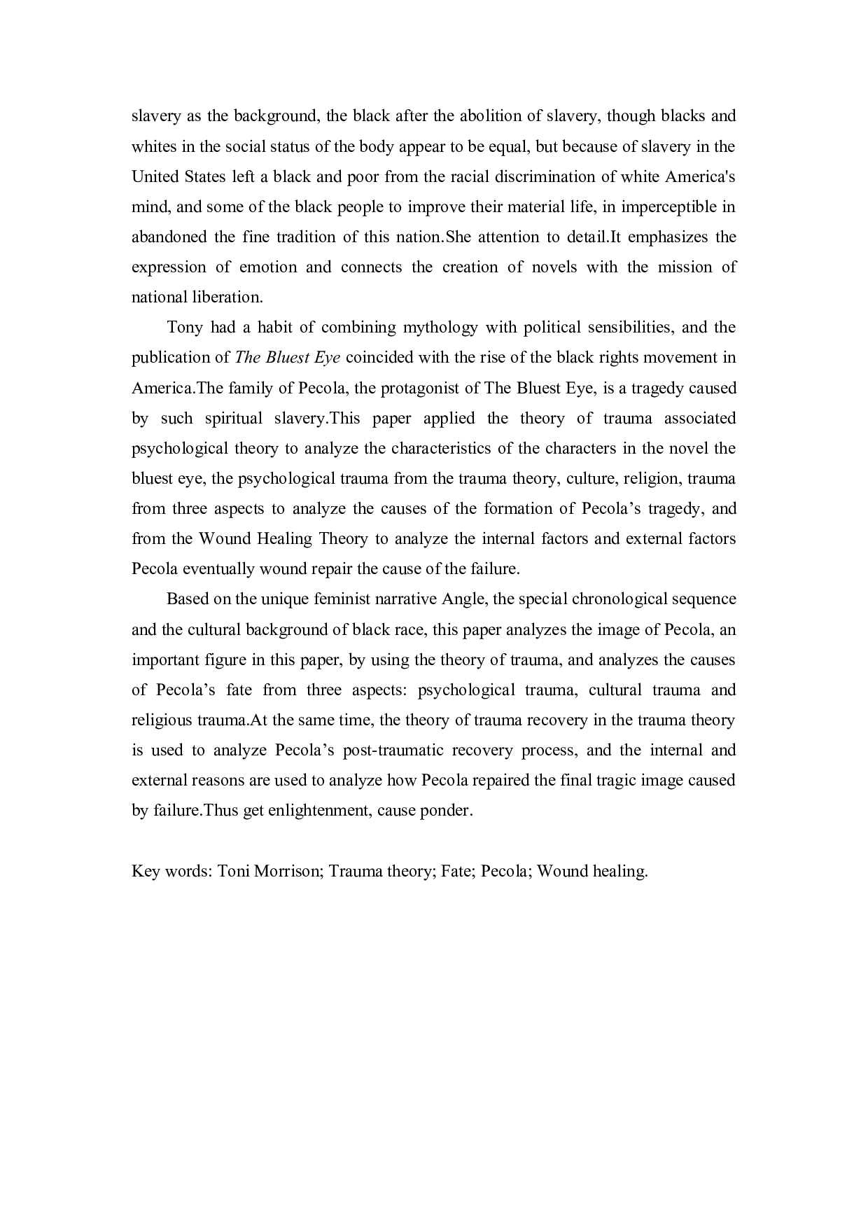 AnAnalysisofTheTragicImageofPecolaInTheBluestEyeFromTraumaTheory-11608字.docx 第2页