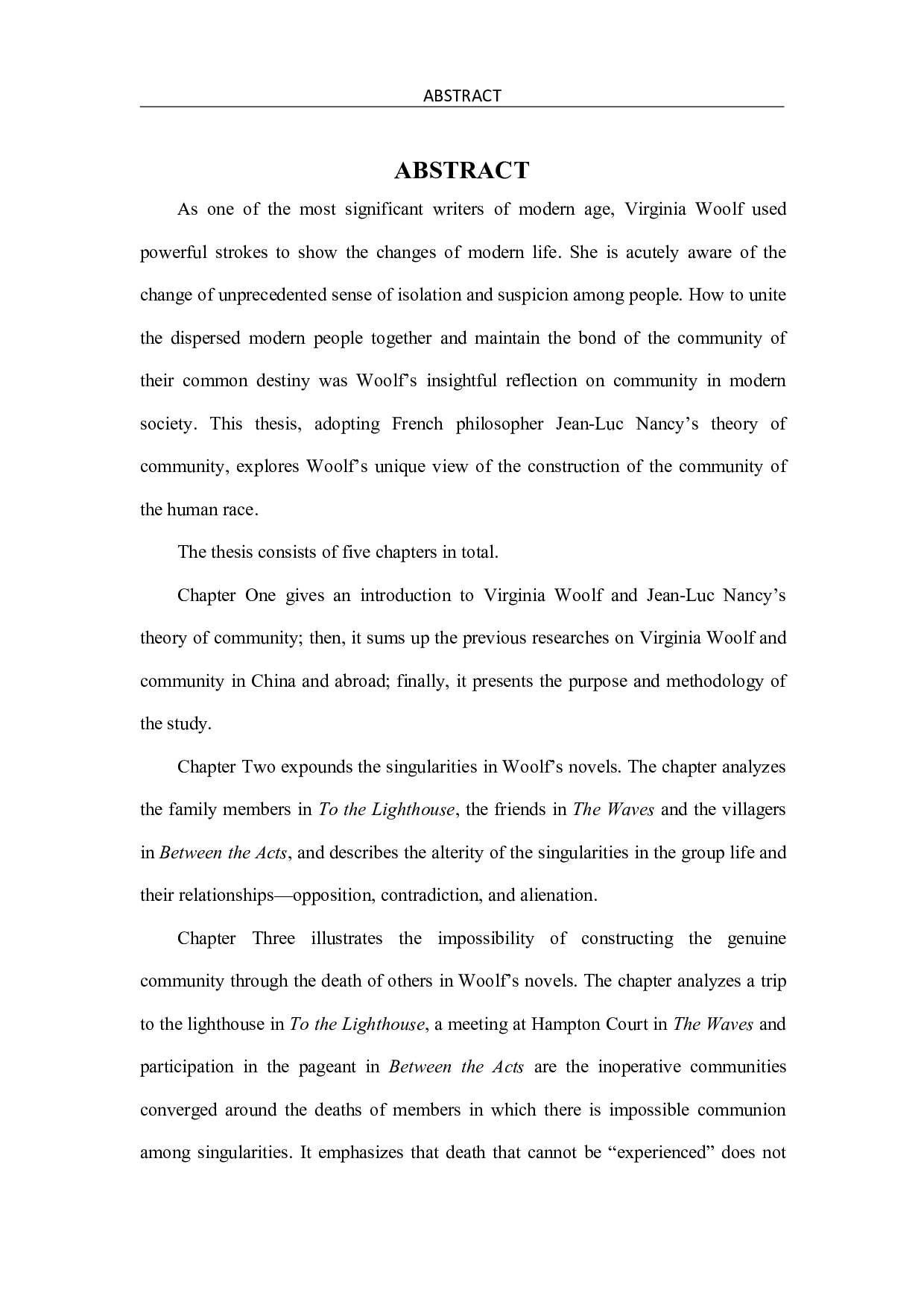 COMMUNITY IN VIRGINIA WOOLF&rsquo;S NOVELS-18193字.pdf 第2页