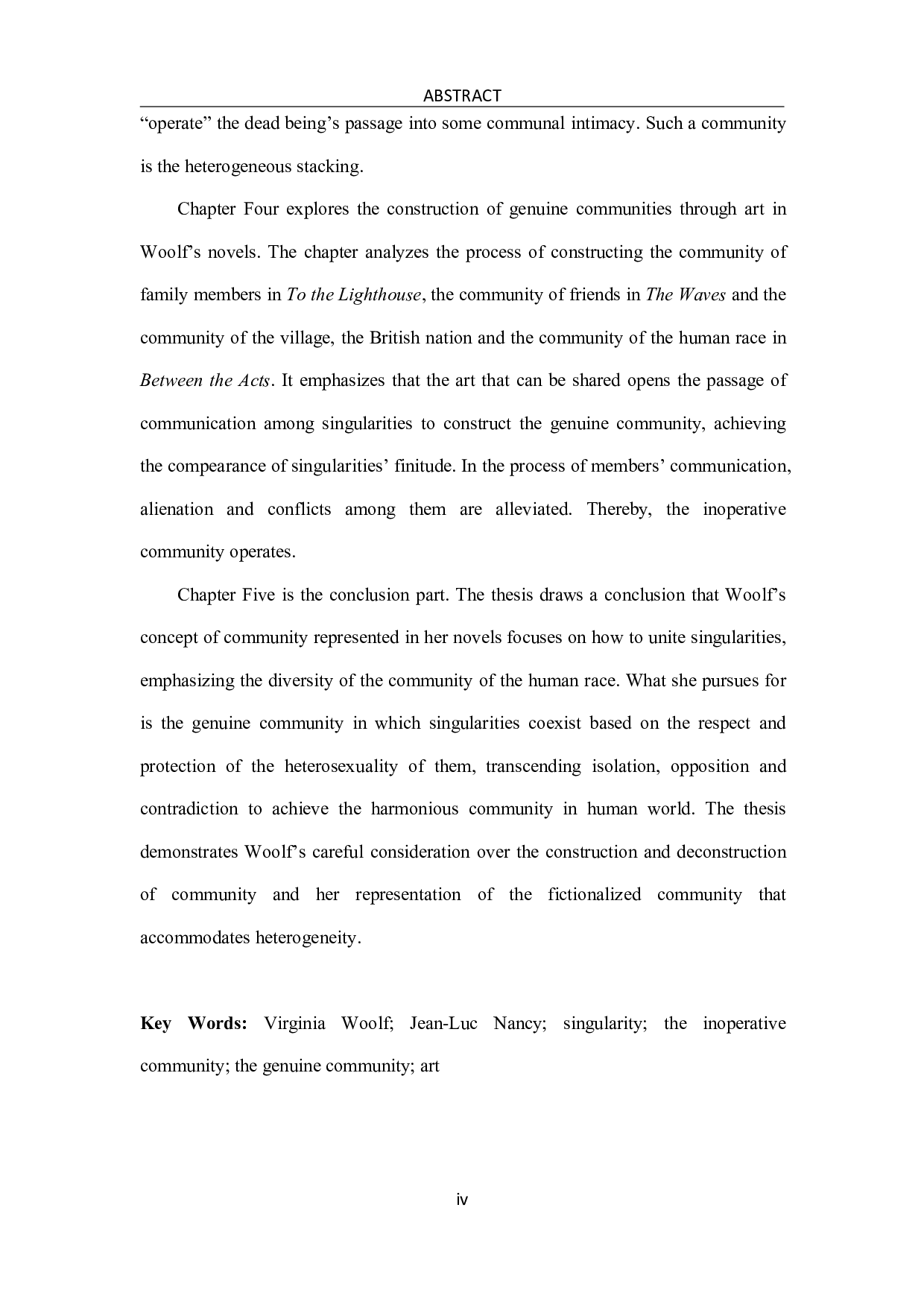 COMMUNITY IN VIRGINIA WOOLF&rsquo;S NOVELS-18193字.pdf 第3页
