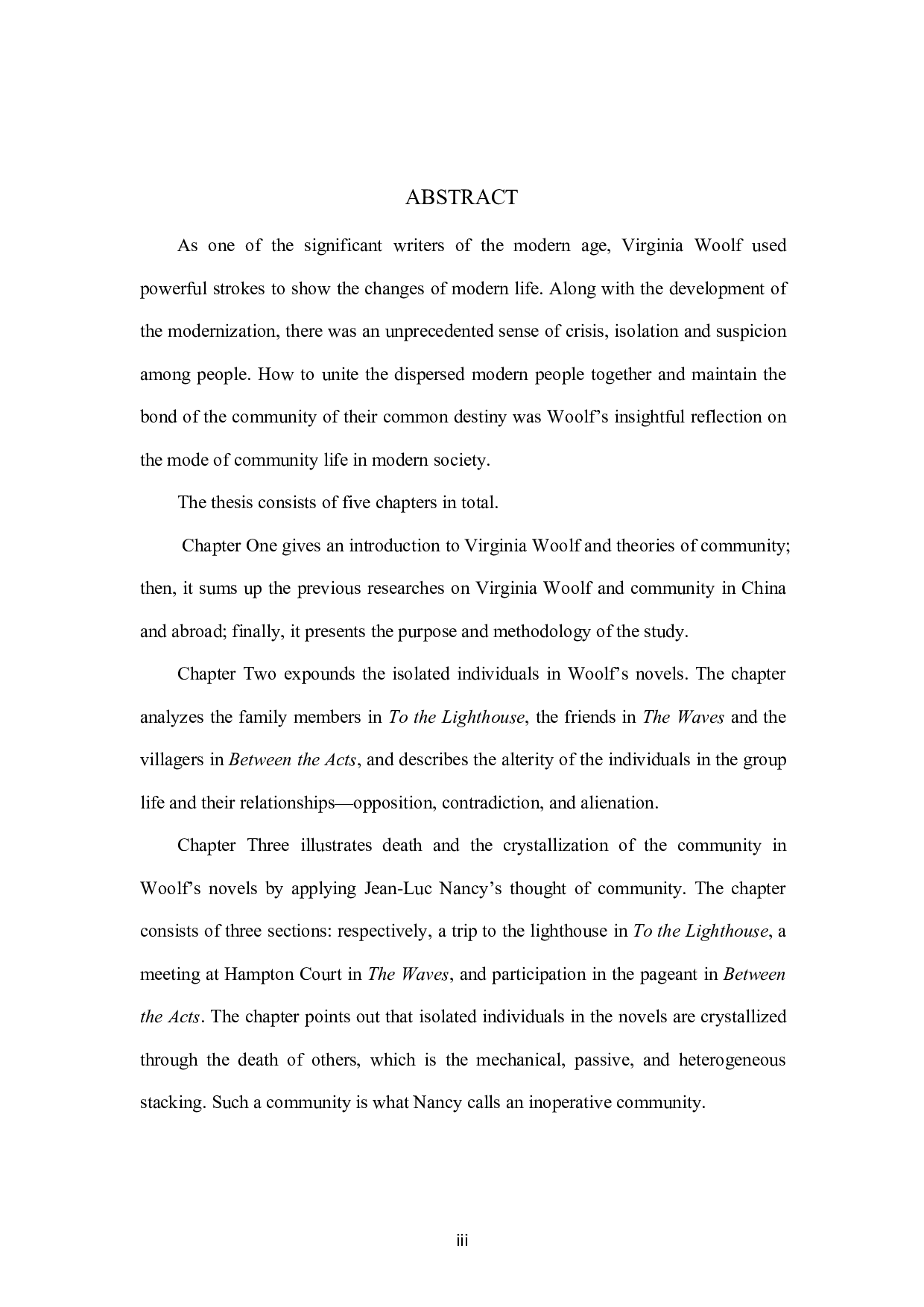 COMMUNITY IN VIRGINIA WOOLF&rsquo;S NOVELS-18564字.pdf 第1页