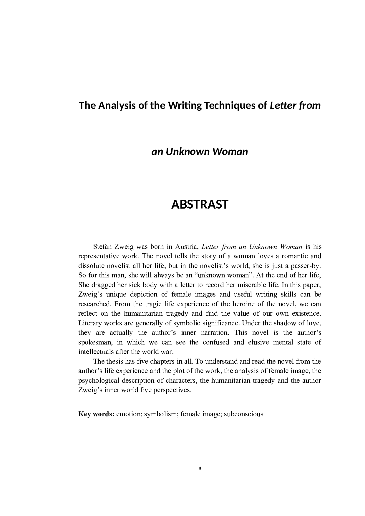 《一个陌生女人的来信写作手法分析》第二次查重-5044字.docx 第2页