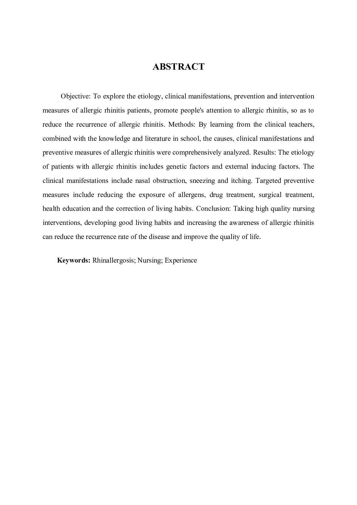 过敏性鼻炎病人的护理干预及护理体会-9584字.docx 第3页