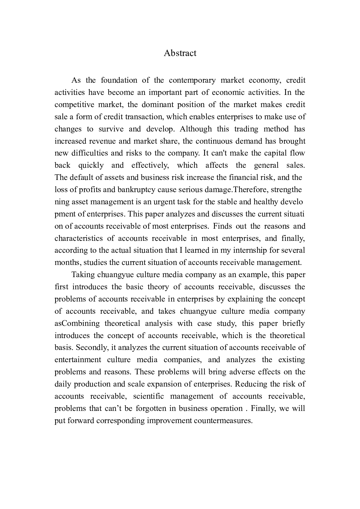 创娱文化传媒公司应收账款存在的问题及对策-11489字.docx 第2页