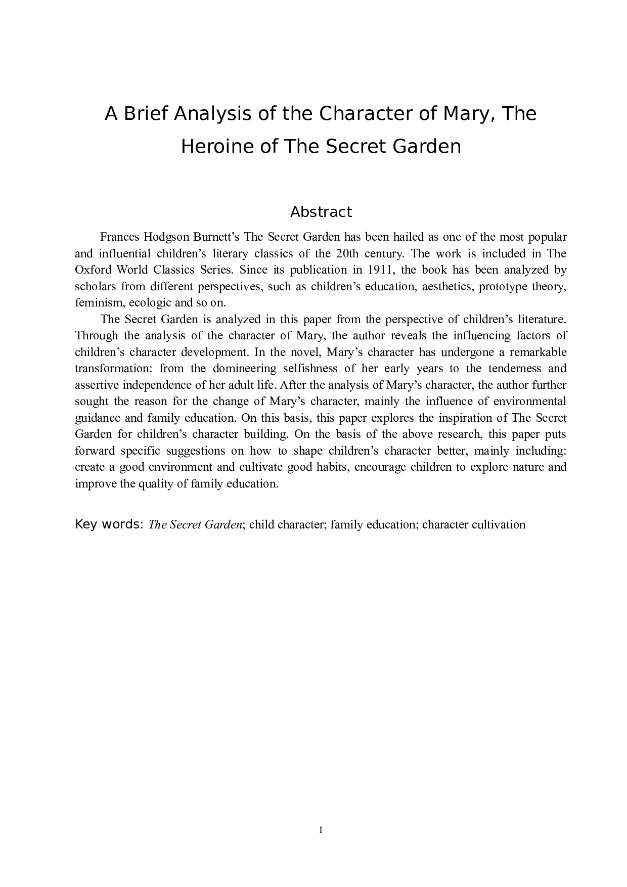 《秘密花园》女主人公玛丽人物性格浅析-6915字.docx 第4页