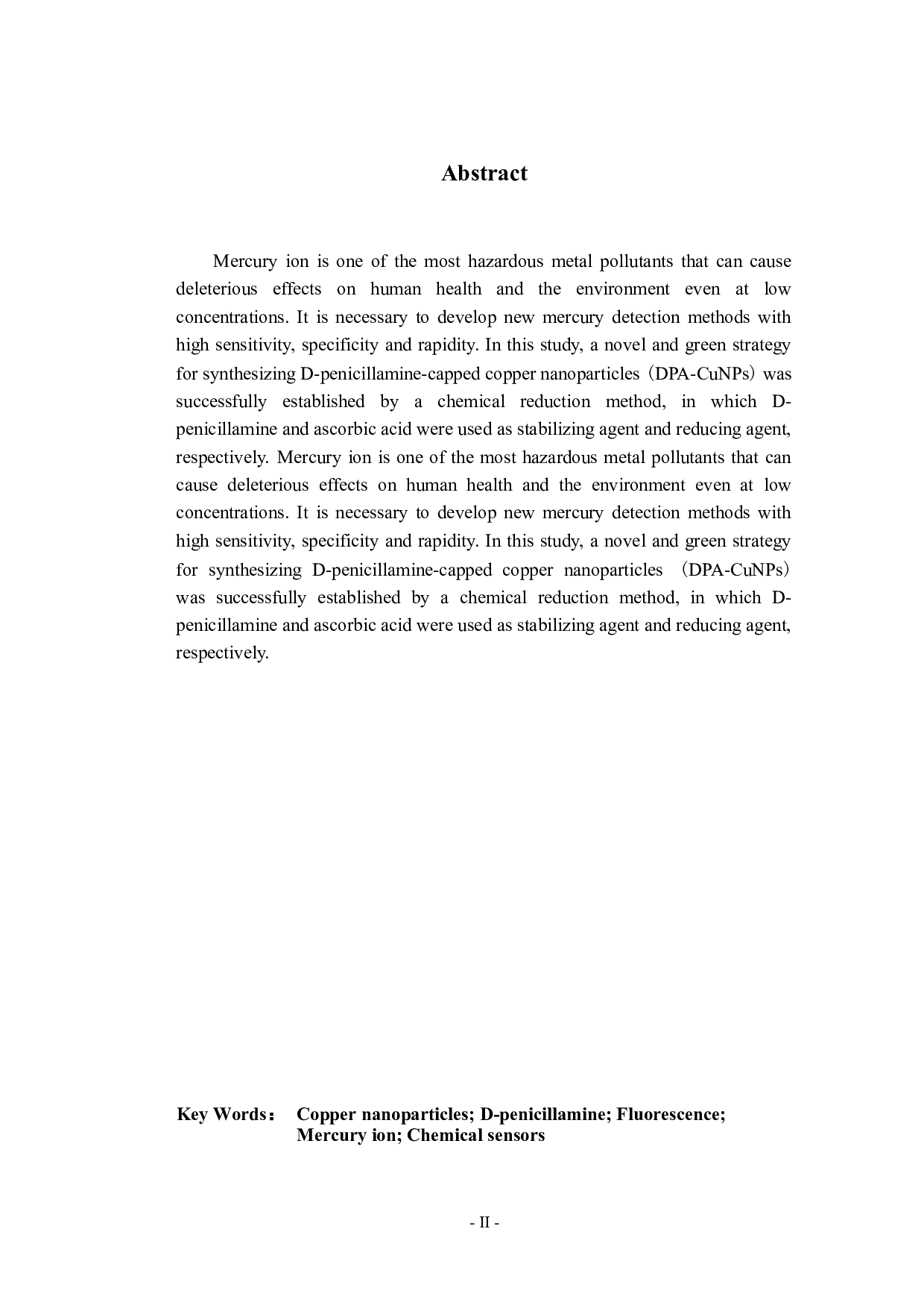 以青霉胺为模板的铜纳米簇的合成及作为汞离子传感器的应用-9268字.docx 第2页