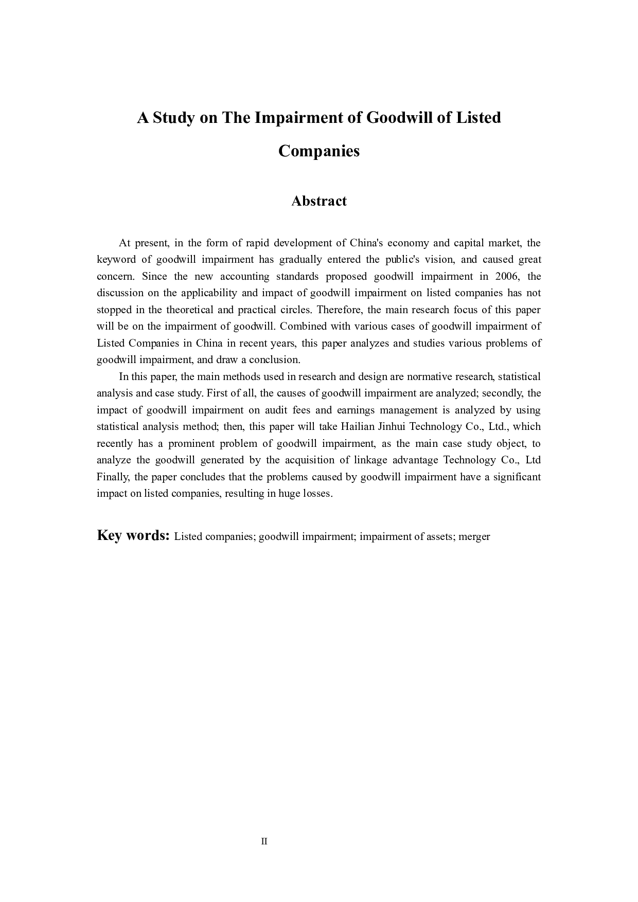 上市公司商誉减值相关问题研究-9806字.docx 第2页