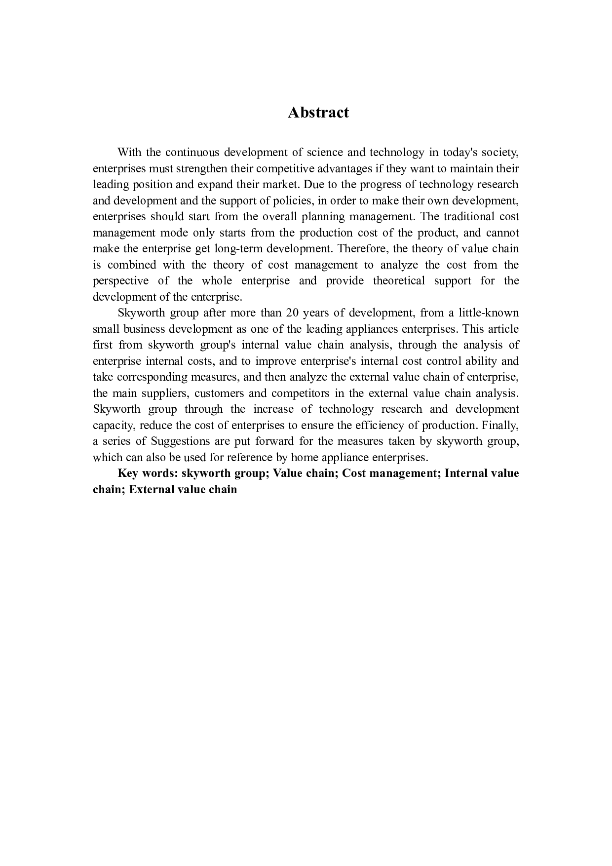 基于价值链视角下创维集团成本管理研究-13032字.docx 第2页