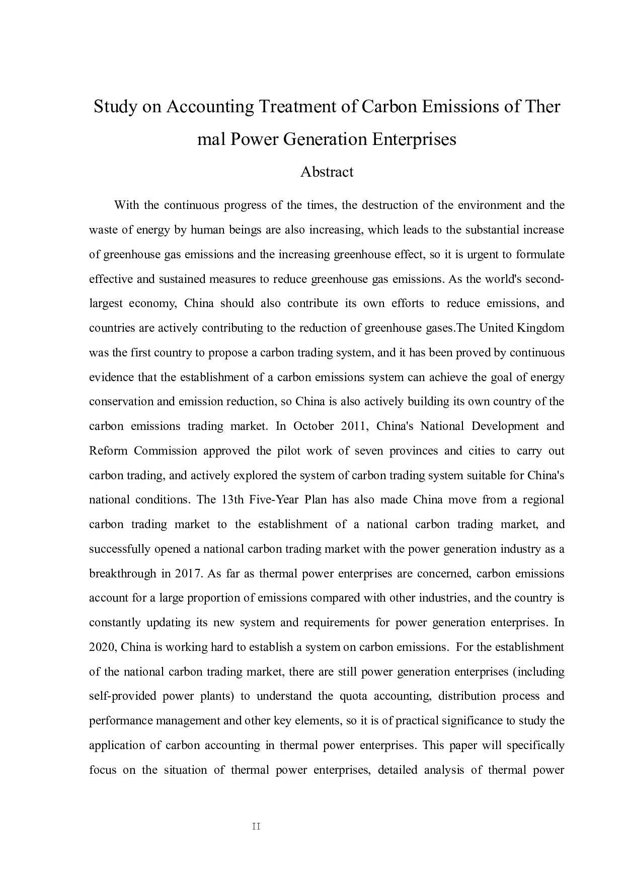 火力发电企业碳排放会计处理的研究-10334字.docx 第2页