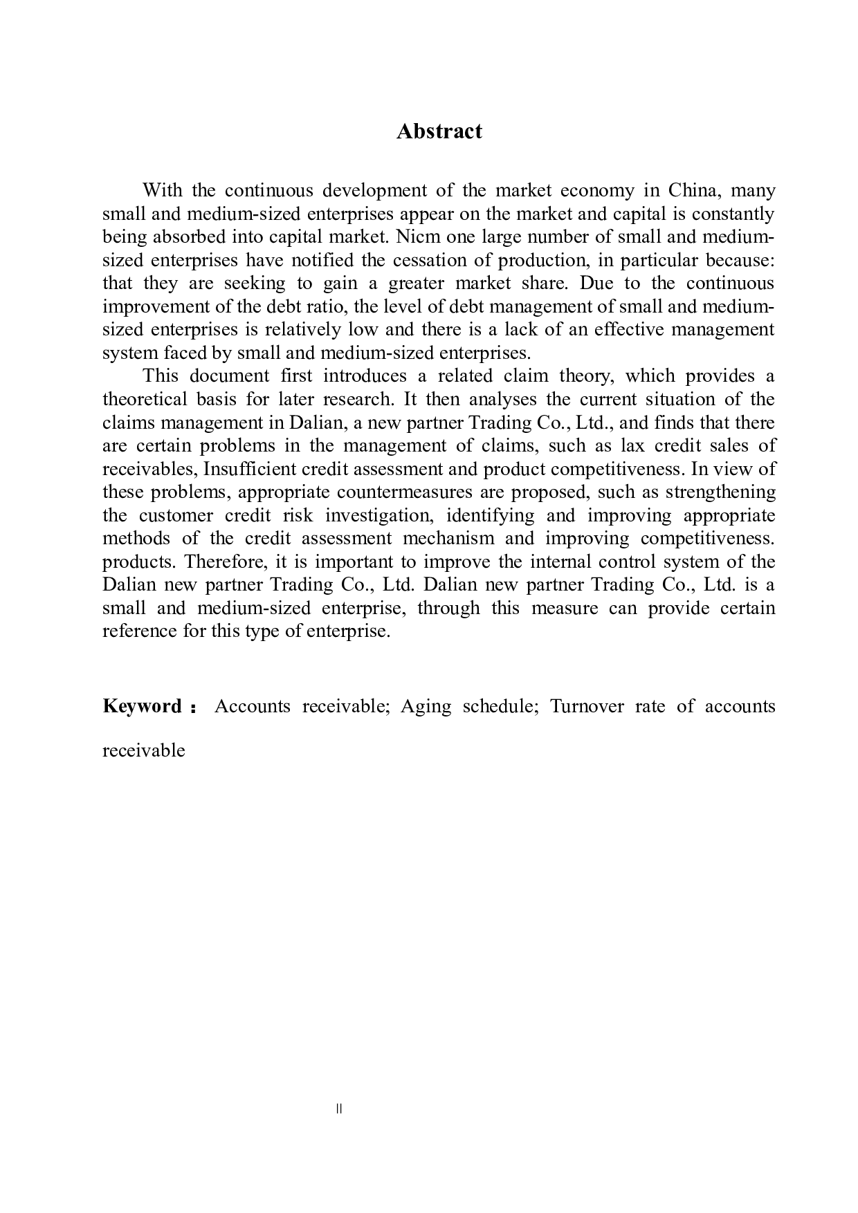 大连新伙伴贸易有限公司应收账款管理存在的问题及对策-10161字.docx 第4页