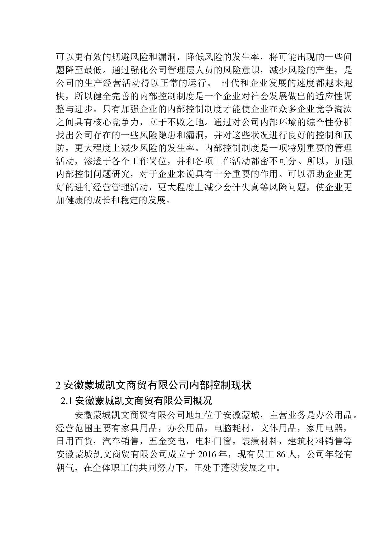 安徽蒙城凯文商贸有限公司内部控制问题研究-10695字.docx 第5页
