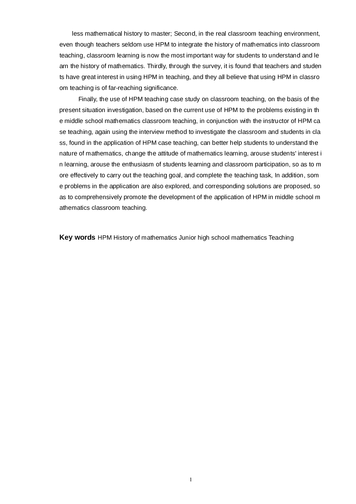《HPM运用于中学数学课堂教学的实践研究》-11733字.docx 第1页