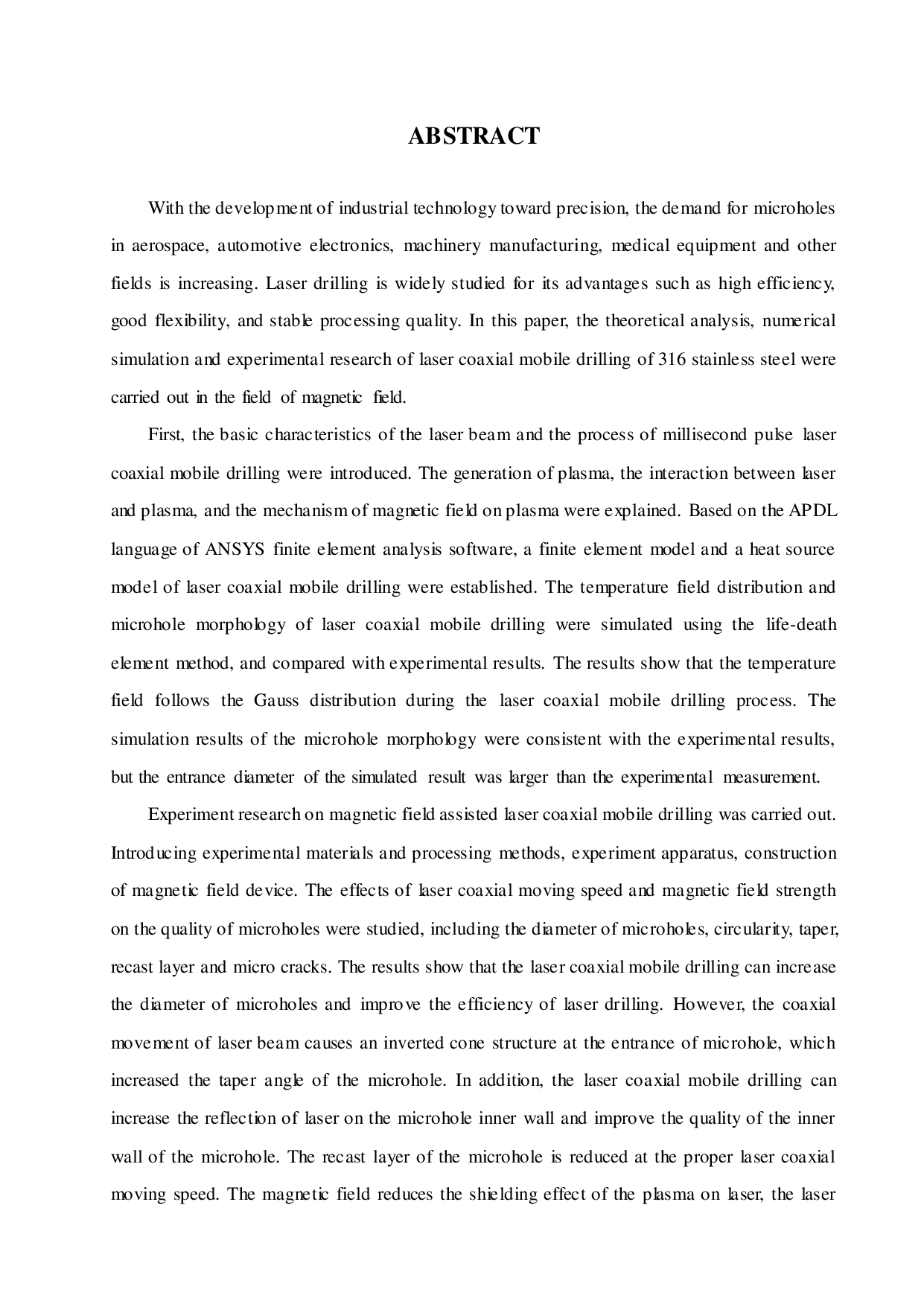 基于磁场环境的316不锈钢毫秒脉冲激光同轴移动打孔研究-5821字.pdf 第2页
